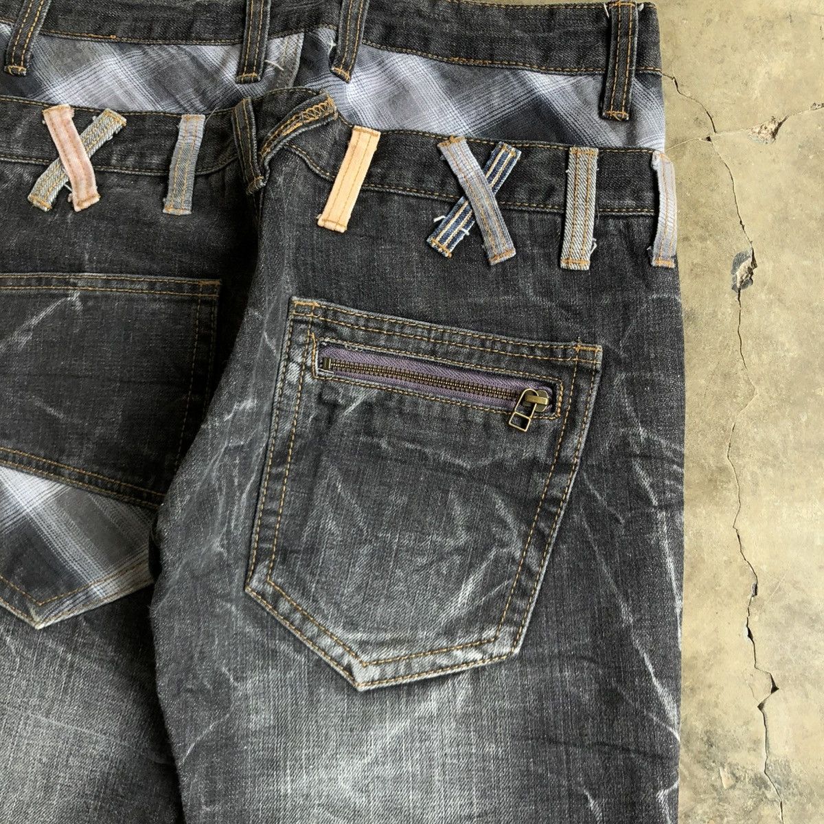 14th Addiction 2000s Nylaus Double Waist Denim Jeans Pant Faded Y2k Size US 28 / EU 44 - 11 Thumbnail