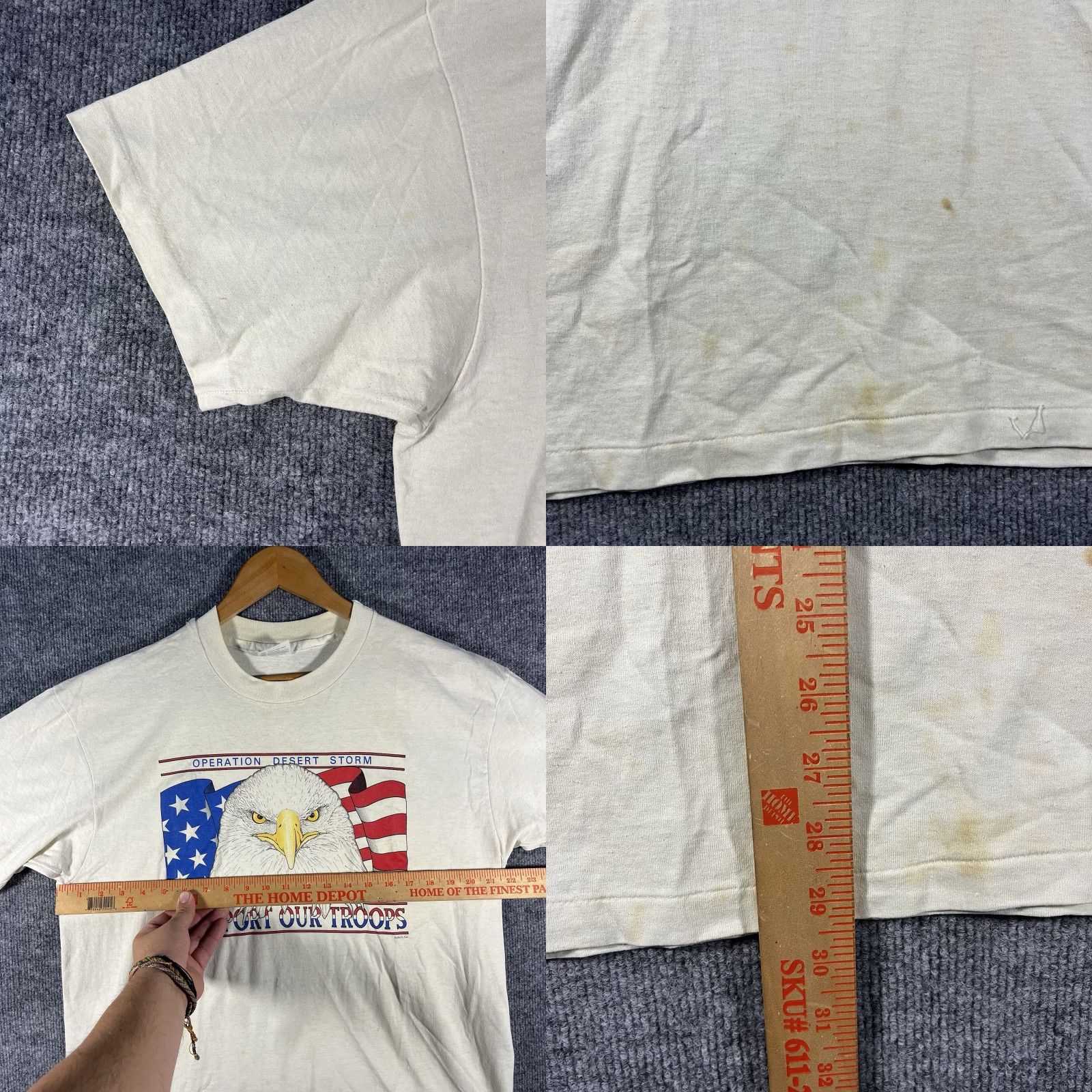 Hanes VINTAGE Hanes Operation Desert Storm Eagle T-Shirt Mens XL White 90s Military USA Support Troops Size US XL / EU 56 / 4 - 8 Thumbnail