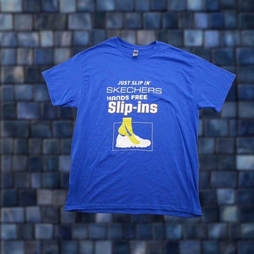 Gildan Sketchers Slip Ins Double Sided Blue T-Shirt Adult Size L Cotton Walking Size US L / EU 52-54 / 3 - 1 Thumbnail