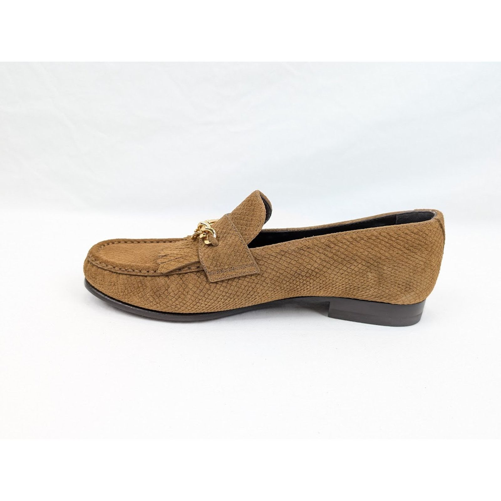 Celine o1rshd1 Lizard Stamped Suede Calfskin Loafers in Tan Size US 11 / EU 44 - 10 Thumbnail