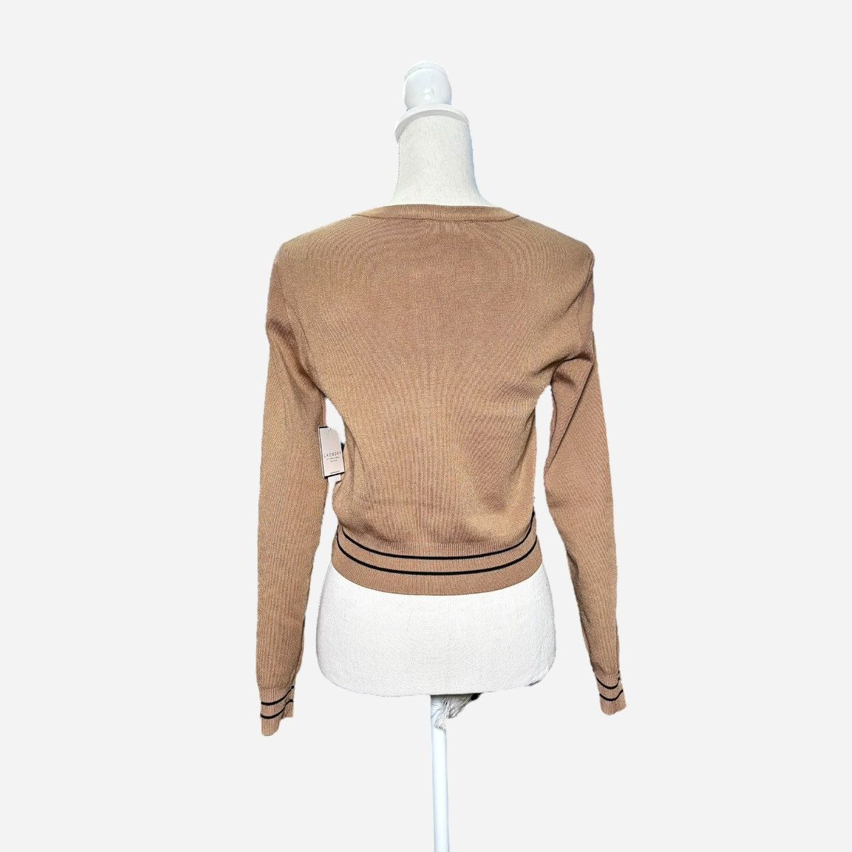 Laundry by Shelli Segal Laundry by Shelli Segal Camel Black Crew Neck Cardigan Sz M Size M / US 6-8 / IT 42-44 - 7 Thumbnail