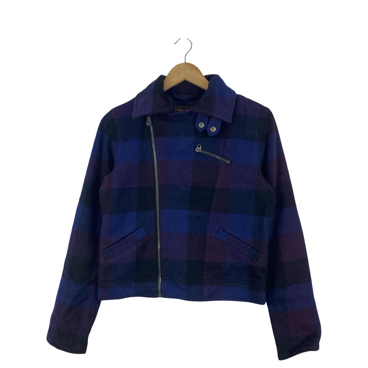 Vintage Vintage LUI’S Cropped Biker Jacket Check Asymmetric Zip Size S / US 4 / IT 40 - 4 Thumbnail