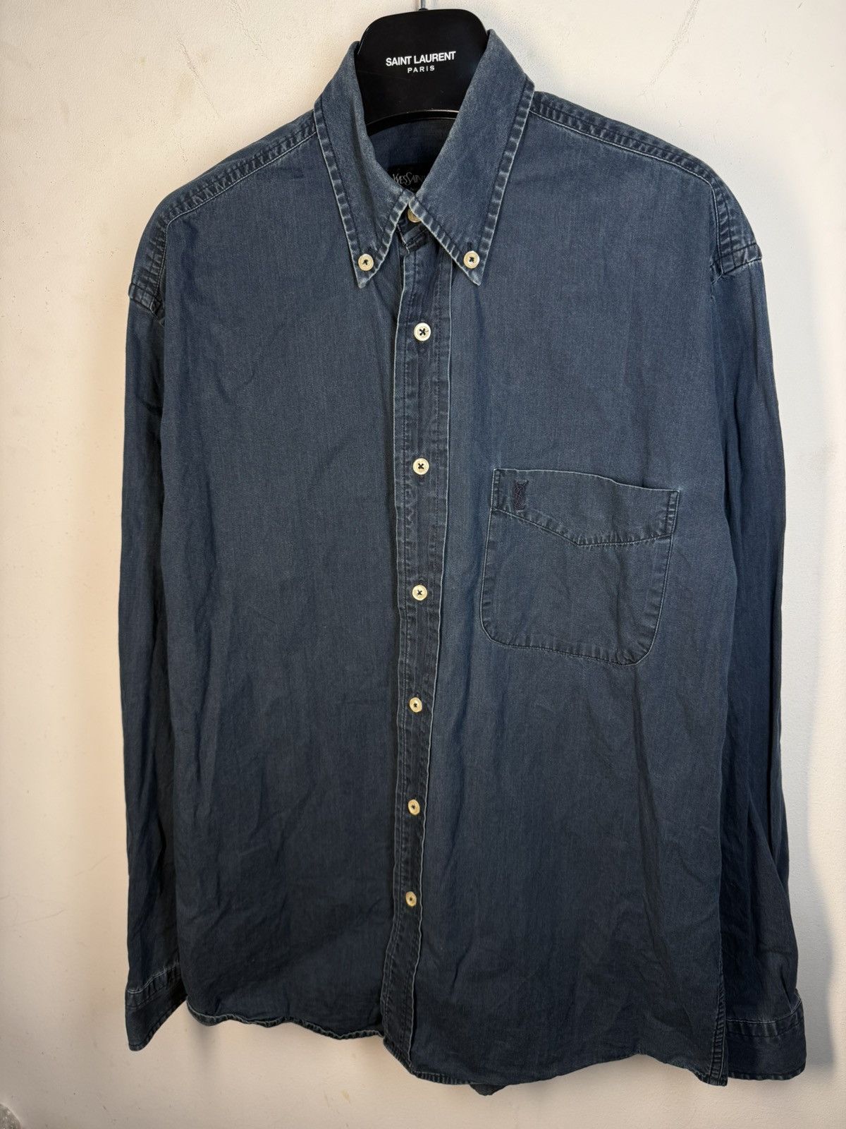 Yves Saint Laurent 90s YSL Denim Shirt Jeans Dress Overshirt Button Up Collar Size US M / EU 48-50 / 2 - 16 Thumbnail