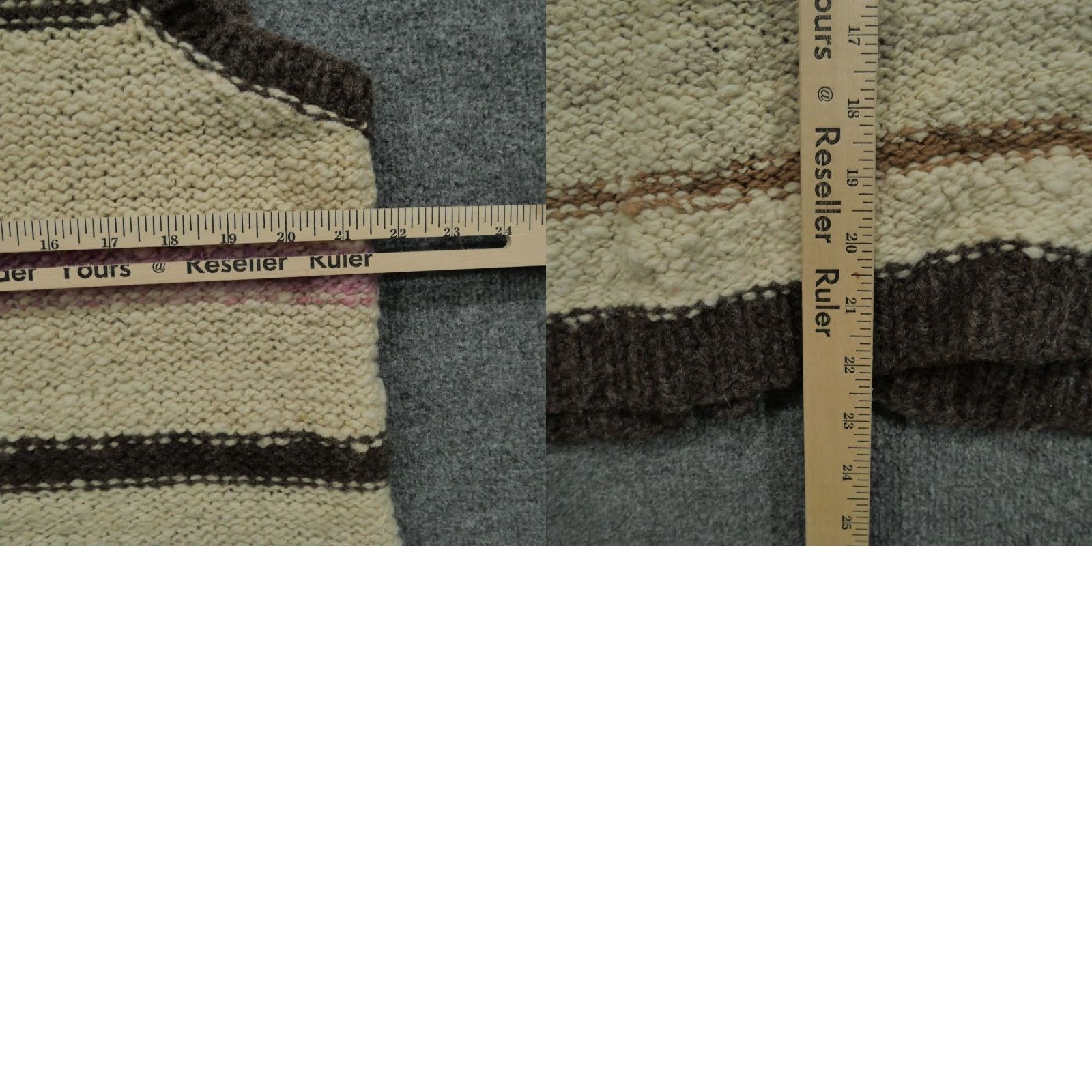 Vintage VINTAGE Handmade Sweater Vest Womens XL Brown Purple Striped Hippy Rag Cardigan Knit Wool V-Neck Casual Winter Size XL / US 12-14 / IT 48-50 - 8 Thumbnail