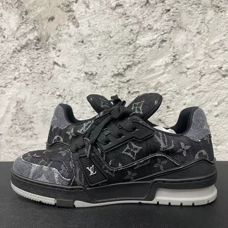 Louis Vuitton Louis Vuitton LV Trainer Black Denim Sneakers -2505 Size US 5 / EU 37 - 5 Thumbnail