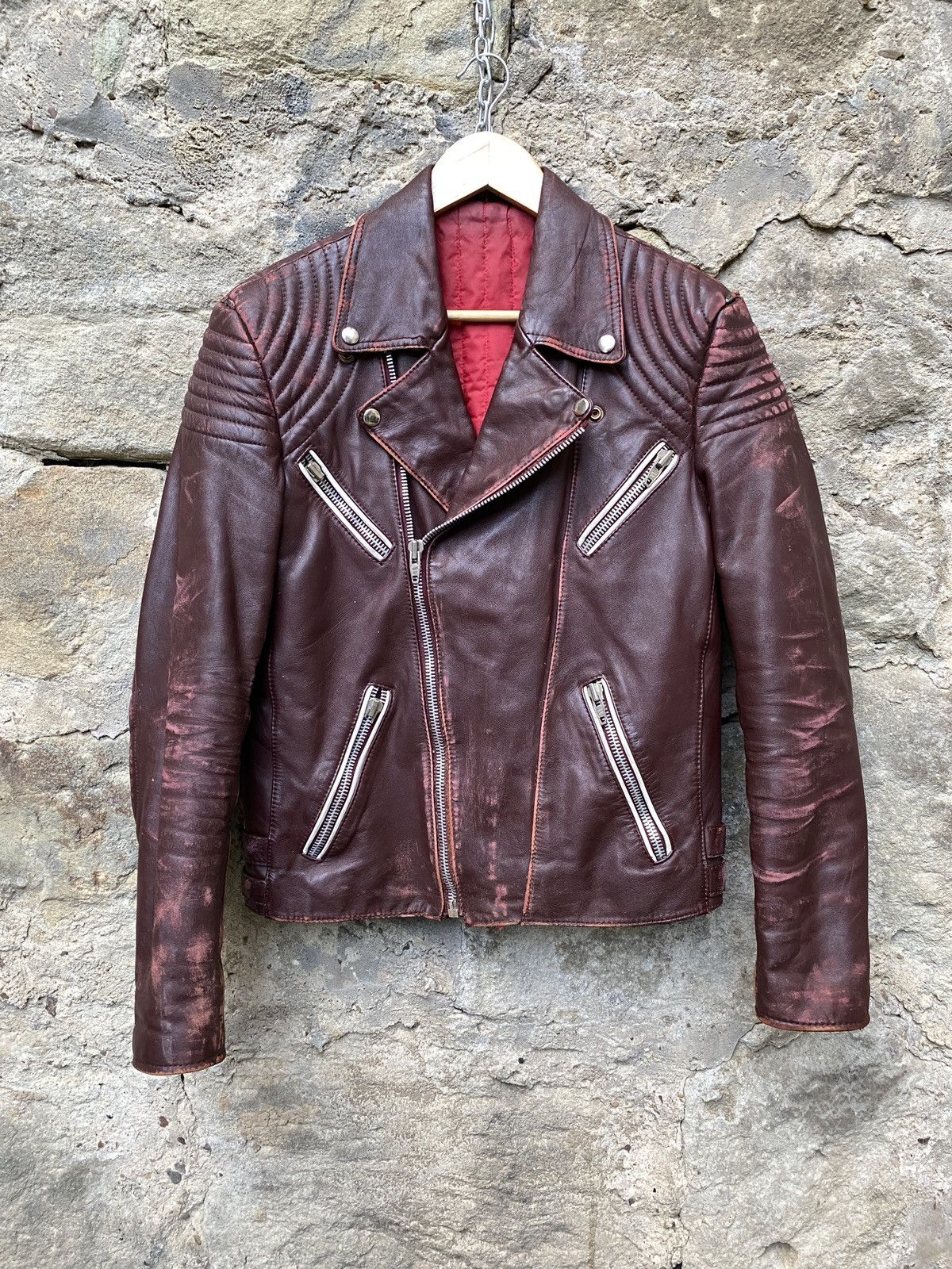 Vintage Rare Vintage 80s Distressed Leather Biker Jacket Size US M / EU 48-50 / 2 - 1 Thumbnail