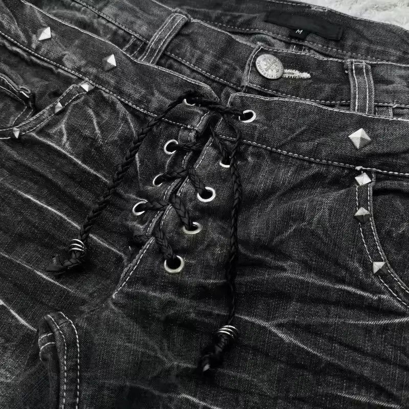 Other Y2K Washed Flared Double Waisted Lace Up Jean Size US 38 / EU 54 - 3 Thumbnail