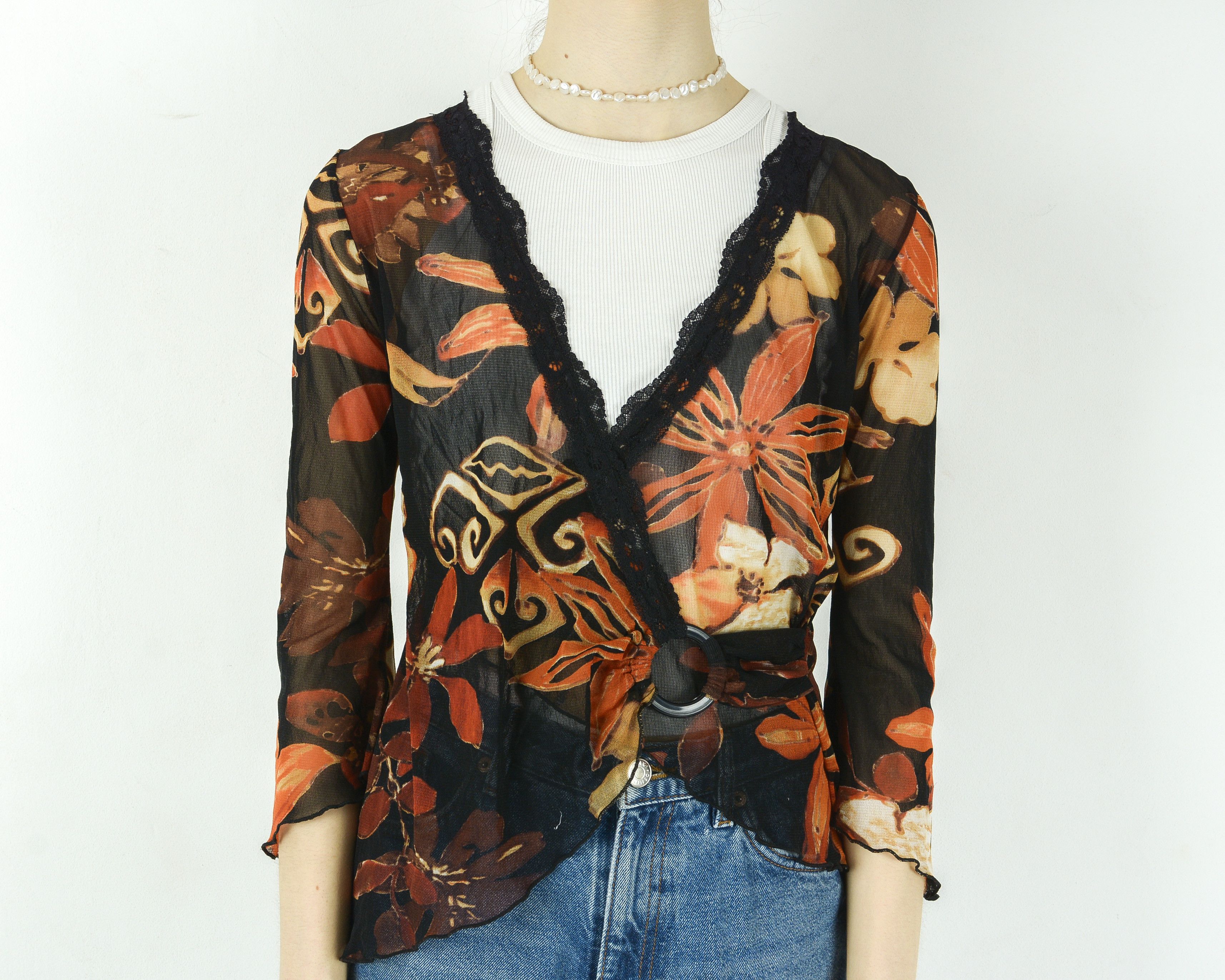 Other × Vintage JOACHIM BOSSE Floral Print Sheer Blouse Floral Pattern Top Size XS / US 0-2 / IT 36-38 - 4 Thumbnail