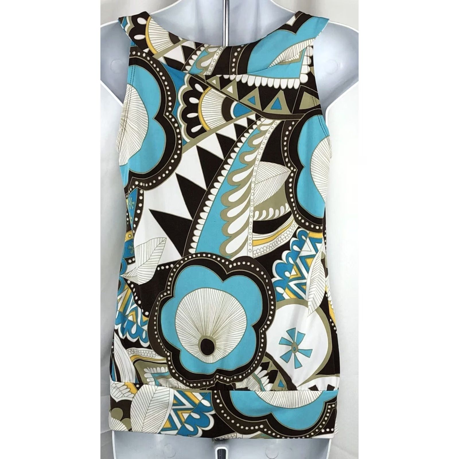 Vintage Vintage 90s BCX Sleeveless Tank Top S Aqua Blue Mod Geo Funky Retro Hippie Art Size S / US 4 / IT 40 - 3 Thumbnail