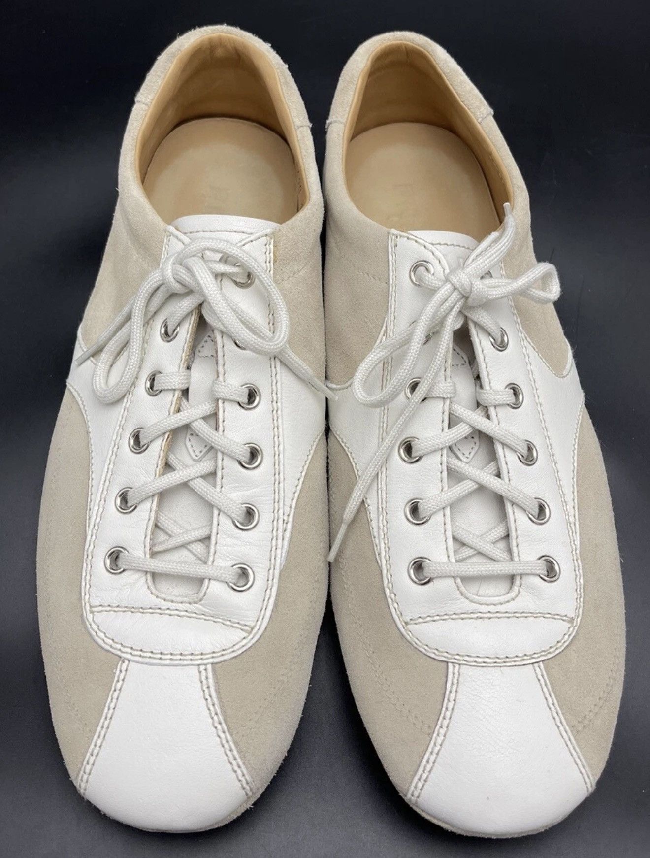 Prada Prada White & Cream Suede Leather Driving Sneakers Size 10 Size US 10 / EU 43 - 1 Thumbnail