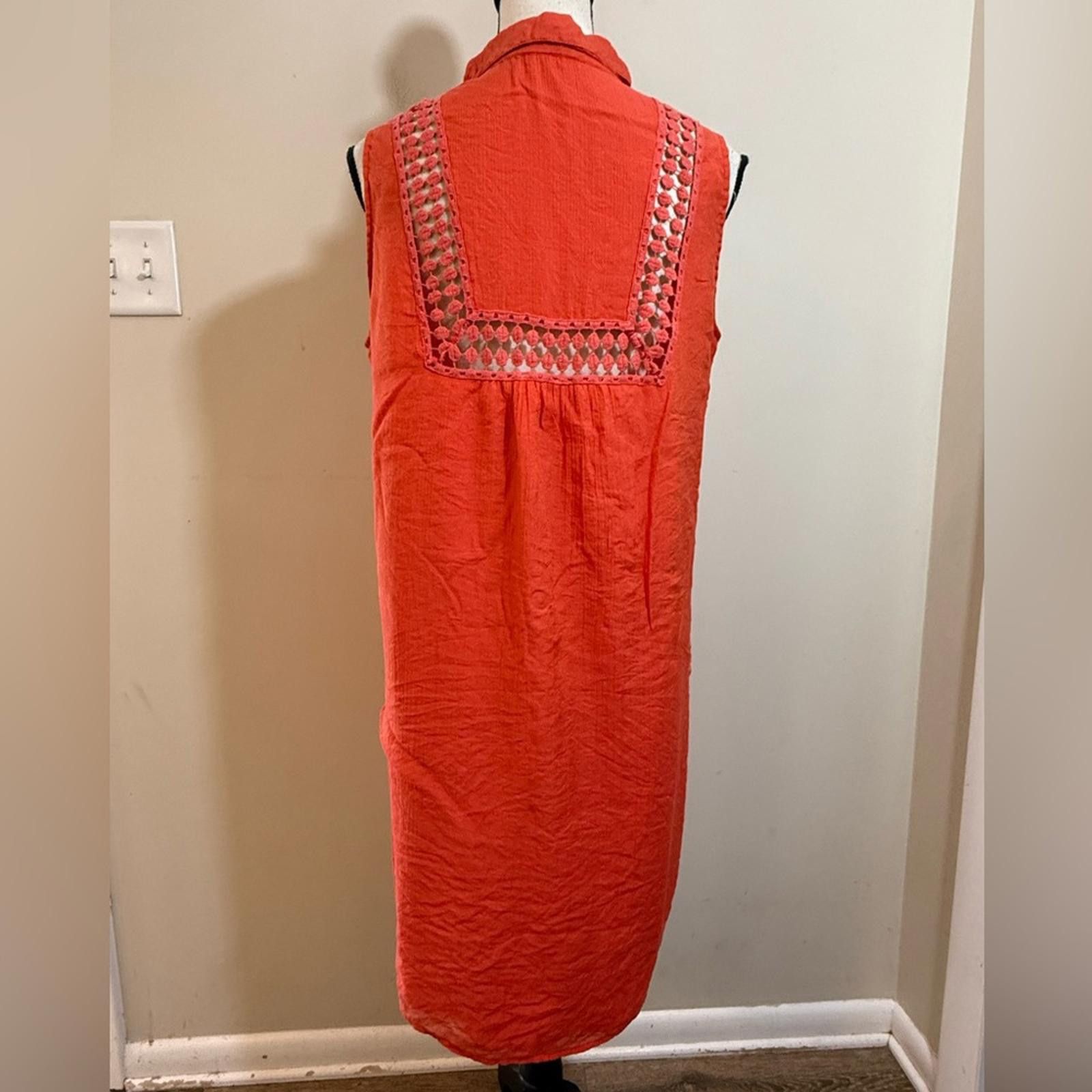 Quiksilver Quick Silver reddish orange beachy shirt dress lace SZ LG Size L / US 10 / IT 46 - 4 Thumbnail
