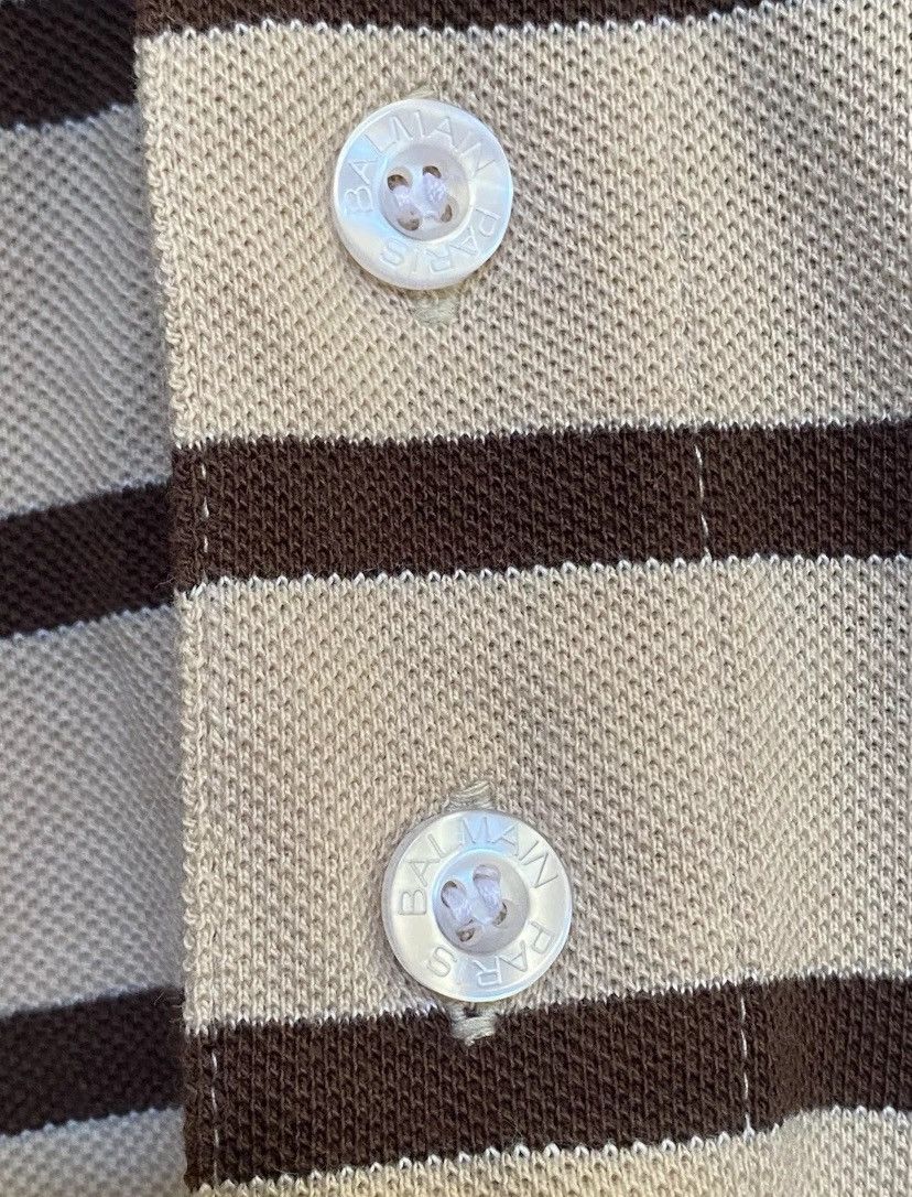 Balmain Balmain men’s beige/brown striped polo Size US XXL / EU 58 / 5 - 3 Thumbnail
