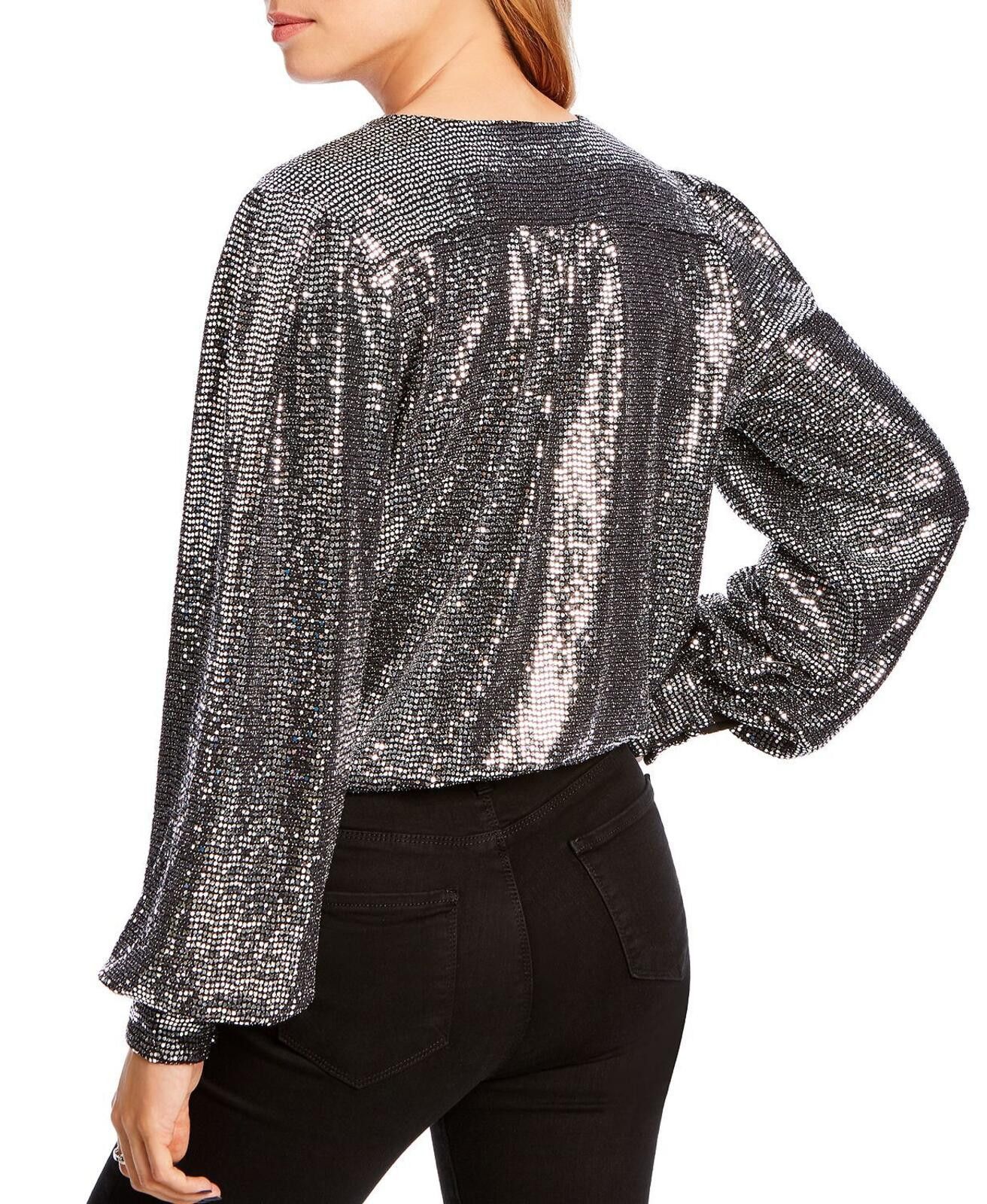 Chalk Line MSRP $198 Lini Women's Silver Piper Sequined Bodysuit XS Size XS / US 0-2 / IT 36-38 - 2 Thumbnail