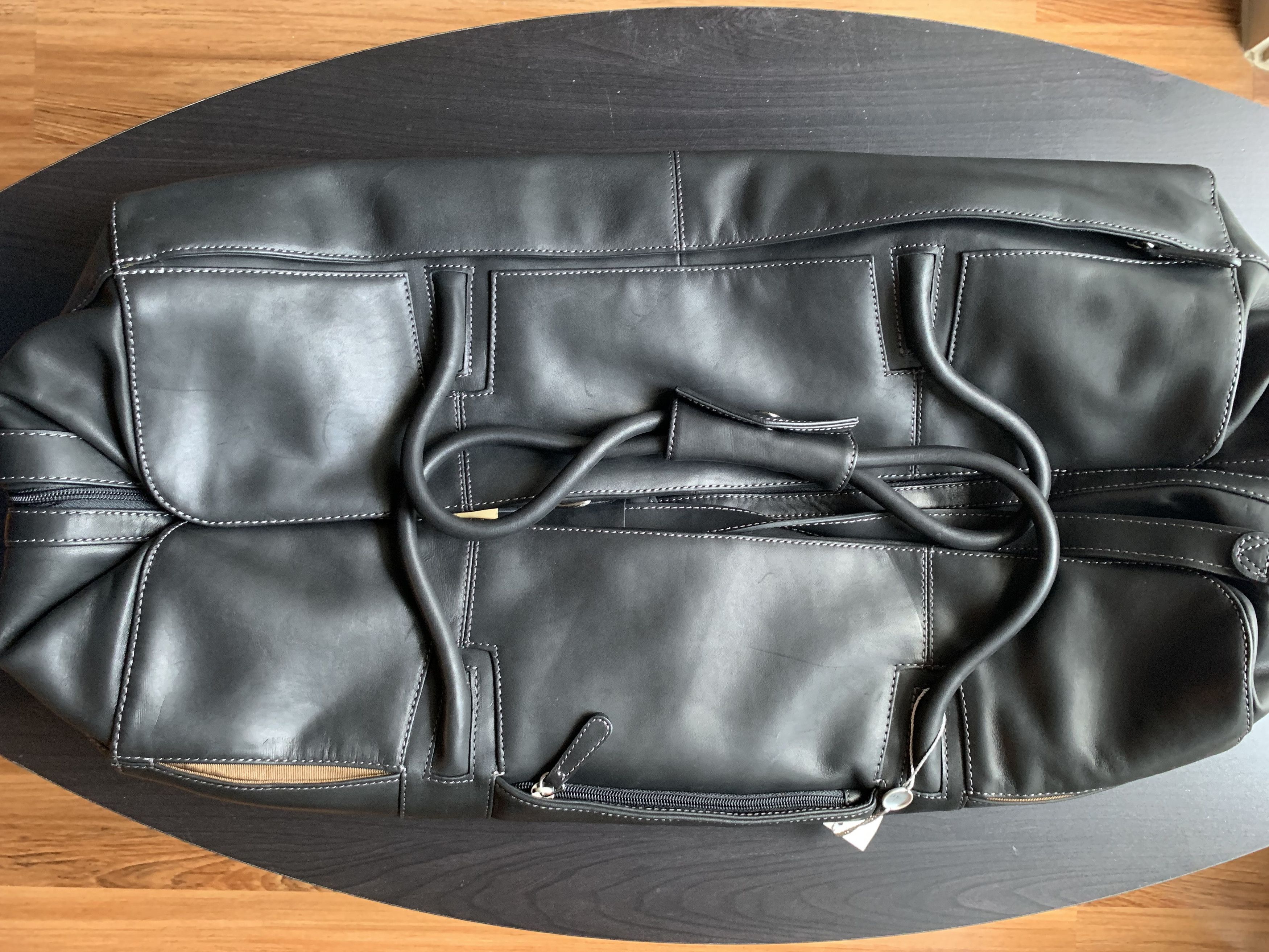 Joseph Abboud Joseph Abboud Black Leather Duffle Bag Size ONE SIZE - 2 Thumbnail