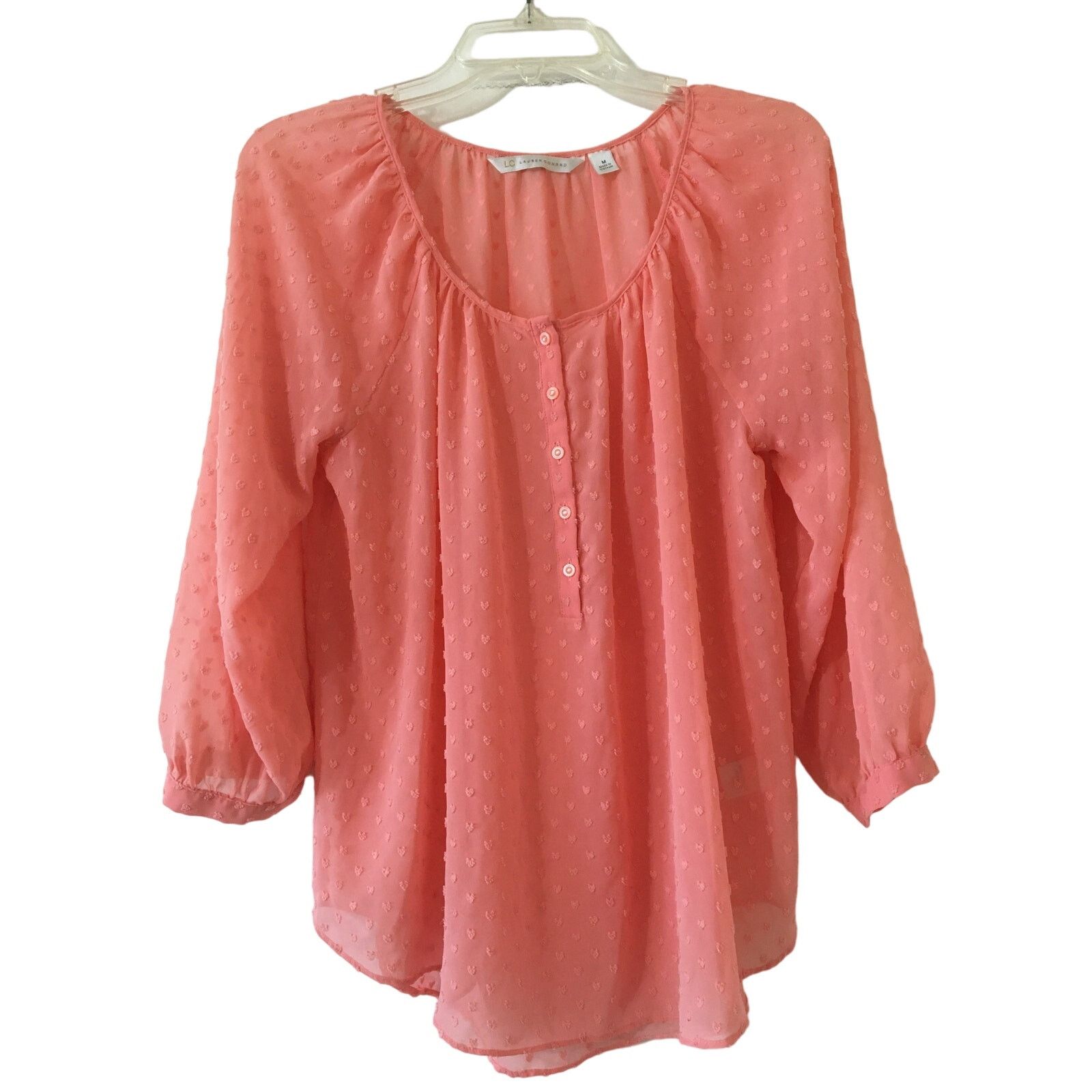 Other LC Lauren Conrad Medium Sheer Peach Top 3/4 Sleeve Size M / US 6-8 / IT 42-44 - 1 Thumbnail