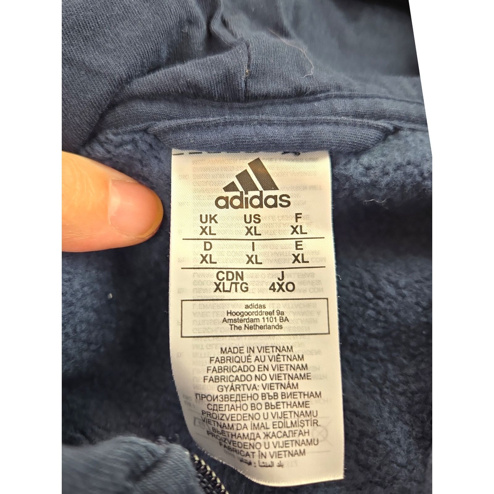 Adidas Adidas | Navy Blue 3 Stripe Zip Up Hoodie | Size XL Size US XL / EU 56 / 4 - 3 Thumbnail
