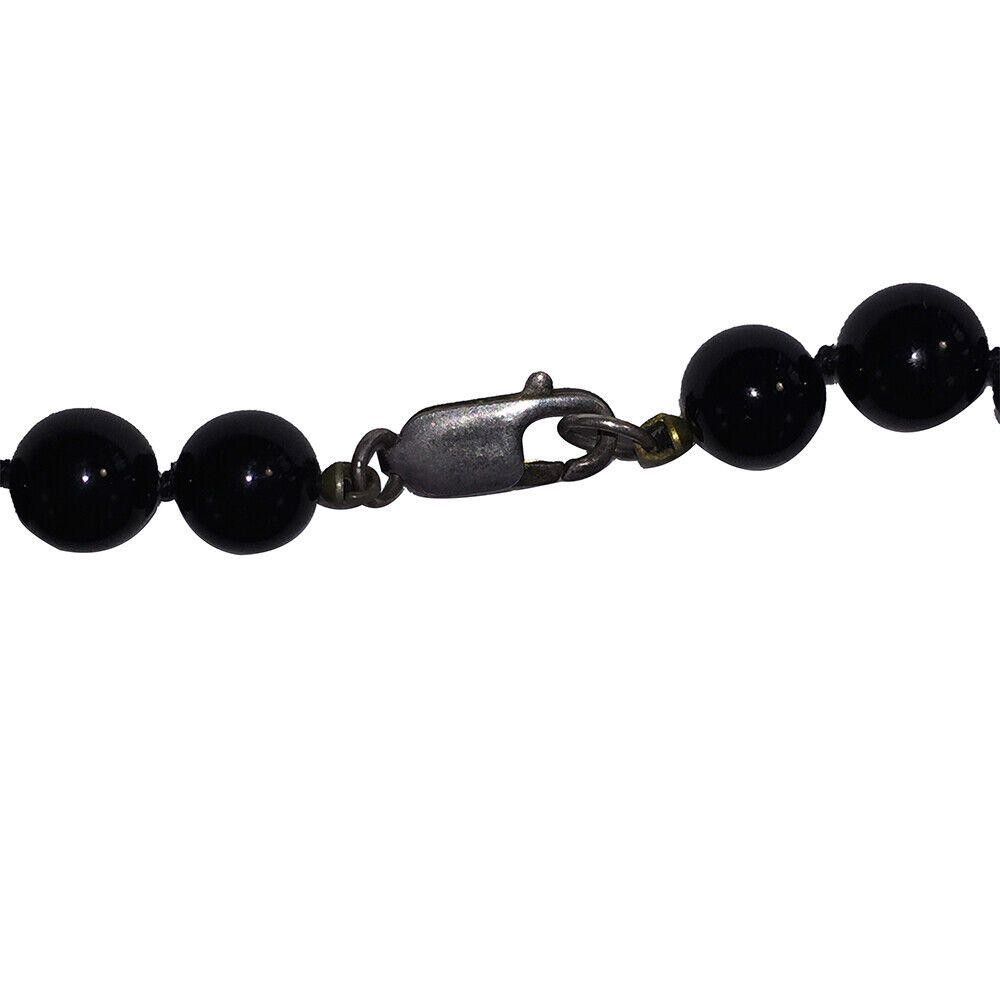 Handmade Carved Black Onyx & Sterling Opera Length Bead Necklace Size ONE SIZE - 6 Thumbnail
