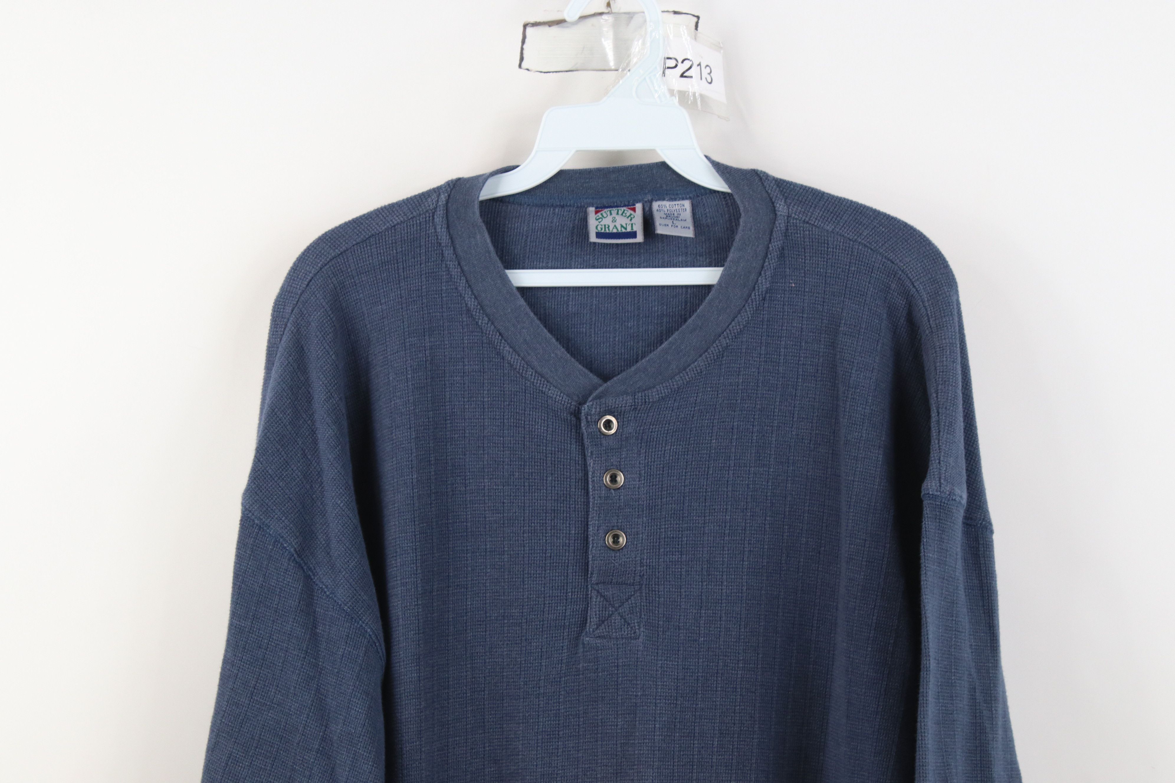 Vintage Vintage 90s Streetwear Thermal Knit Ringer Henley T-Shirt Size US L / EU 52-54 / 3 - 2 Thumbnail
