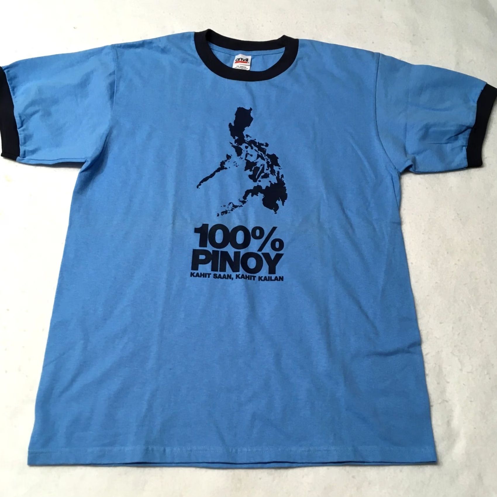 Anvil Pinoy Pride phillipines map graphic T shirt blue KAHIT SAAN KAILAN 100% Size US L / EU 52-54 / 3 - 2 Thumbnail