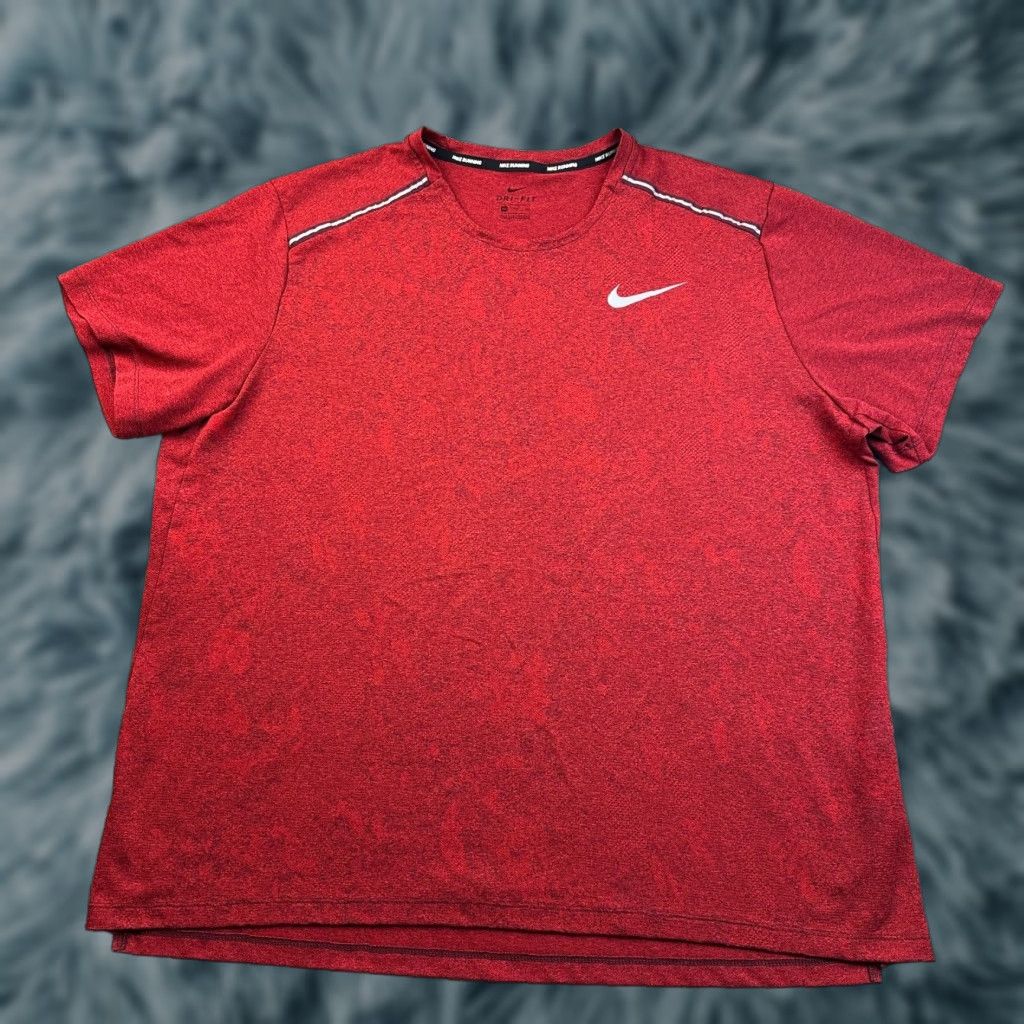 Nike Nike Miler Shirt Mens 2XL Red Dri-Fit Running Marathon Gym Jacquard Crew Neck Short Sleeve | Nike Dri-Fit | Logos & Sports Size US XXL / EU 58 / 5 - 1 Thumbnail