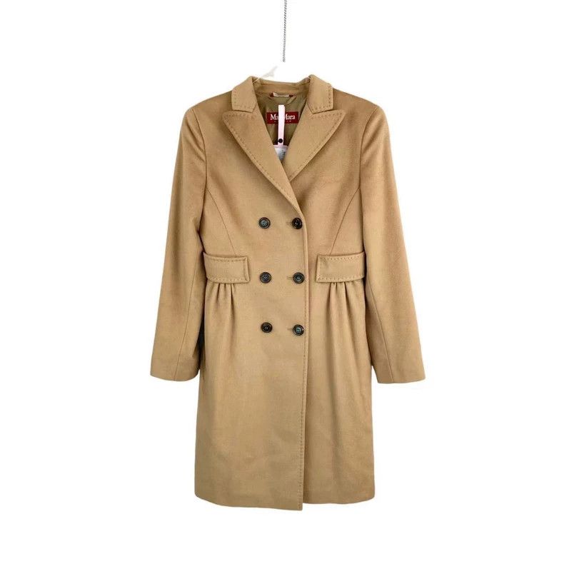 Max Mara Max Mara Wool brown double-breasted coat Size L / US 10 / IT 46 - 1 Thumbnail