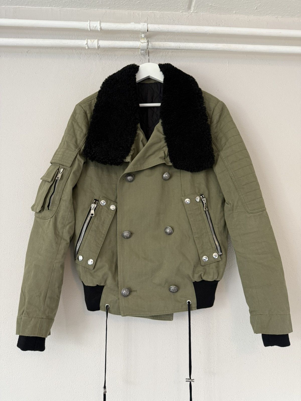 Balmain Military Bomber Jacket with Shearling Collar Size US M / EU 48-50 / 2 - 4 Thumbnail