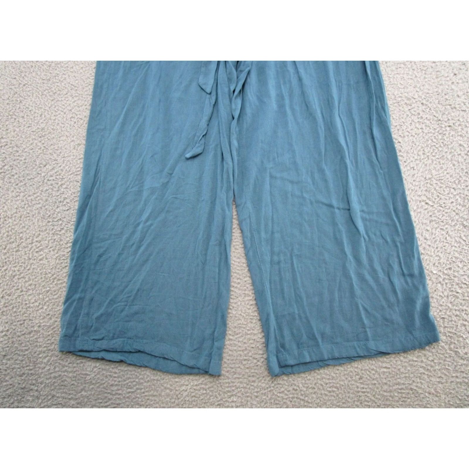 Vintage LuLaRoe Blue Belted Wide Leg Pants Elastic Waist Size Large Beach Lounge Womens Pants Size 36" / US 14 / IT 50 - 2 Thumbnail