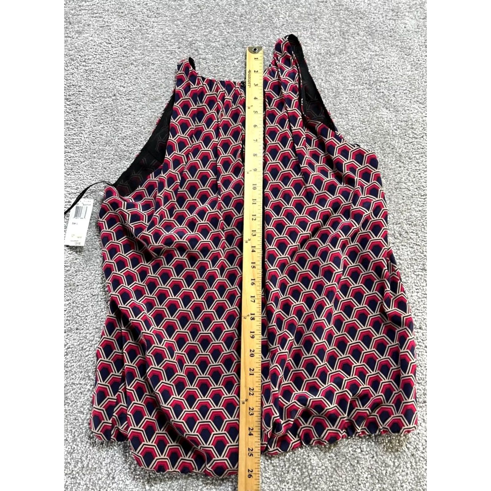 Trina Turk Trina Turk Blouse Top Womens Large Multicolor Hexagon Print Silk Square Neck New Size L / US 10 / IT 46 - 5 Thumbnail