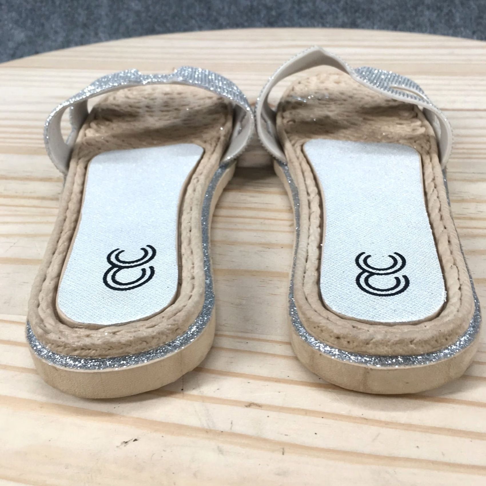 Vintage Cindy Claire Sandals Womens 39 Slide Flats Slip On CC Logo Silver Glitter NEW Size US 9 / IT 39 - 6 Thumbnail