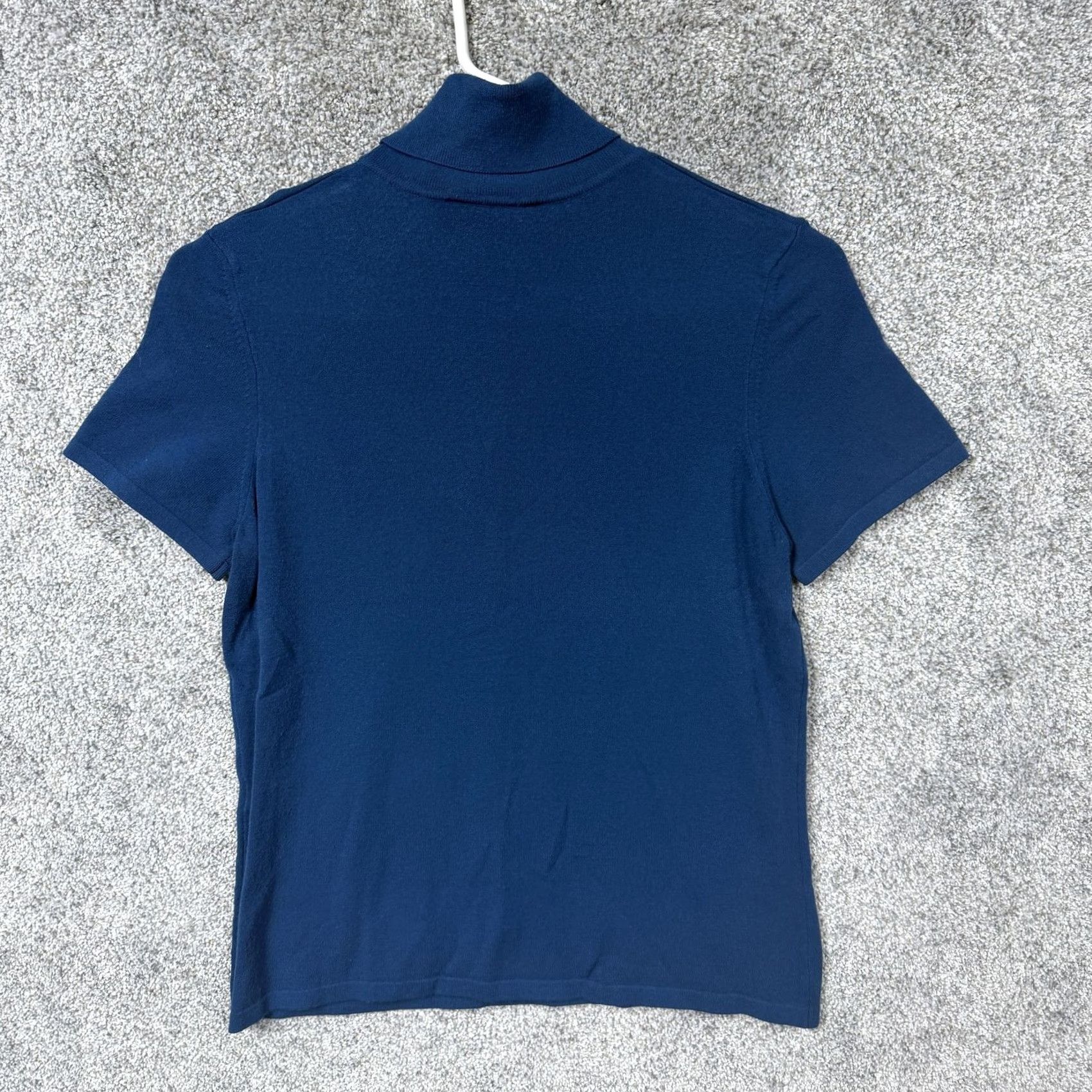 Talbots Talbots Sweater Womens Petite M Pullover Short Sleeve Blue Turtleneck Kn IT Solid, Italy, Classic, Preppy, All Seasons, Casual Womens Size M / US 6-8 / IT 42-44 - 7 Thumbnail