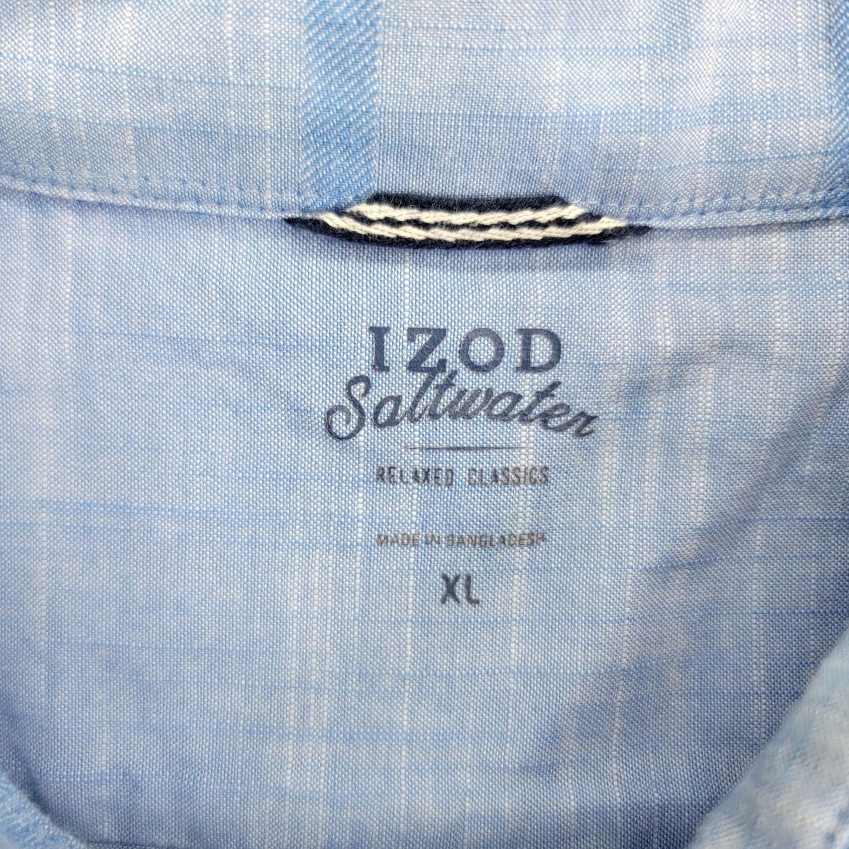 Izod Izod Saltwater Shirt Mens XL Light Blue Plaid Short Sleeve Button 45SW82464 Size US XL / EU 56 / 4 - 4 Thumbnail