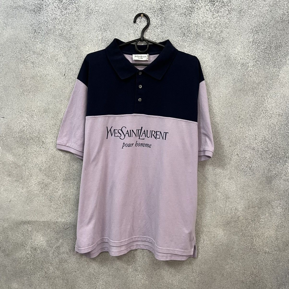Yves Saint Laurent Yves Saint Lauren big logo blue baggy polo vintage t-shirt Size US XXL / EU 58 / 5 - 1 Thumbnail