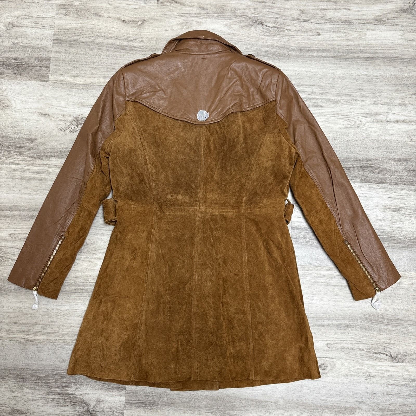 Other Suede Leather Trench Coat Womens M Belted Double Breasted Ch Size M / US 6-8 / IT 42-44 - 6 Thumbnail