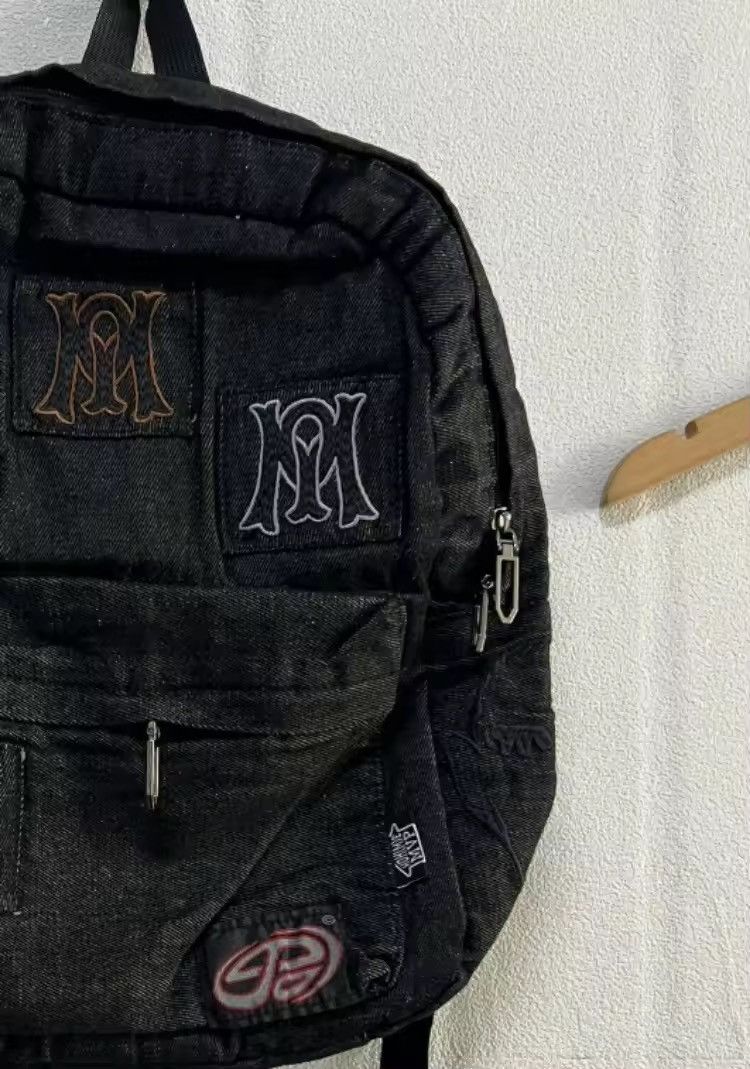 Japanese Brand Denim Backpack Streetwear Embroidery Letter Size ONE SIZE - 2 Thumbnail
