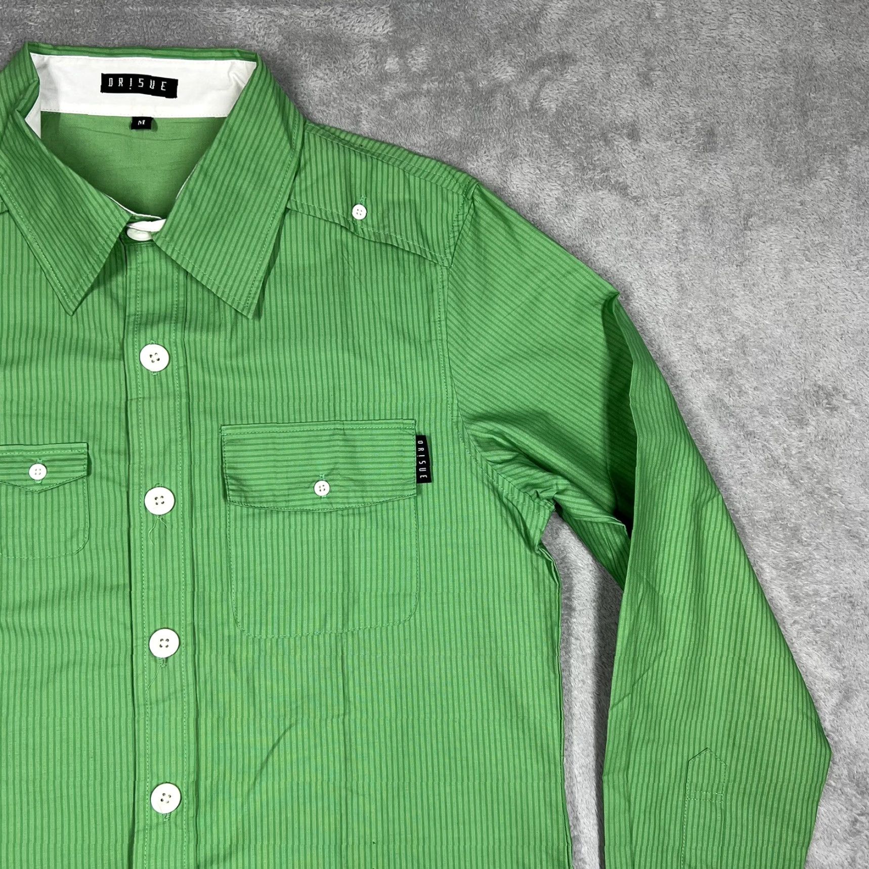 Vintage Orisue Mens Button-Up Shirt Size Medium Green Striped Long Sleeve Woven EUC Size US M / EU 48-50 / 2 - 4 Thumbnail