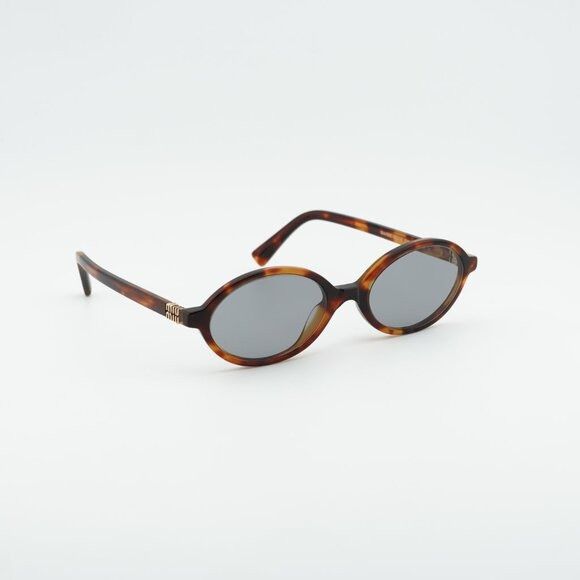 Miu Miu Miu Miu MU04ZS 21C40O Sunglasses Havana Mahogany Oval Frame Size ONE SIZE - 4 Thumbnail
