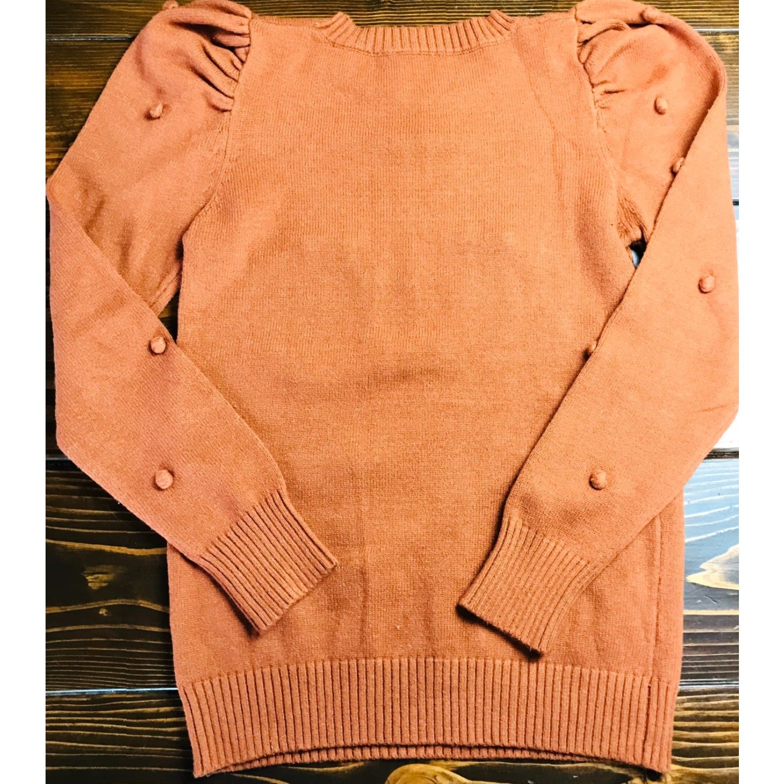 Vintage Aaron & Amber Sweater Women's Size Medium Brown Yarn Balls Pullover Size M / US 6-8 / IT 42-44 - 2 Thumbnail