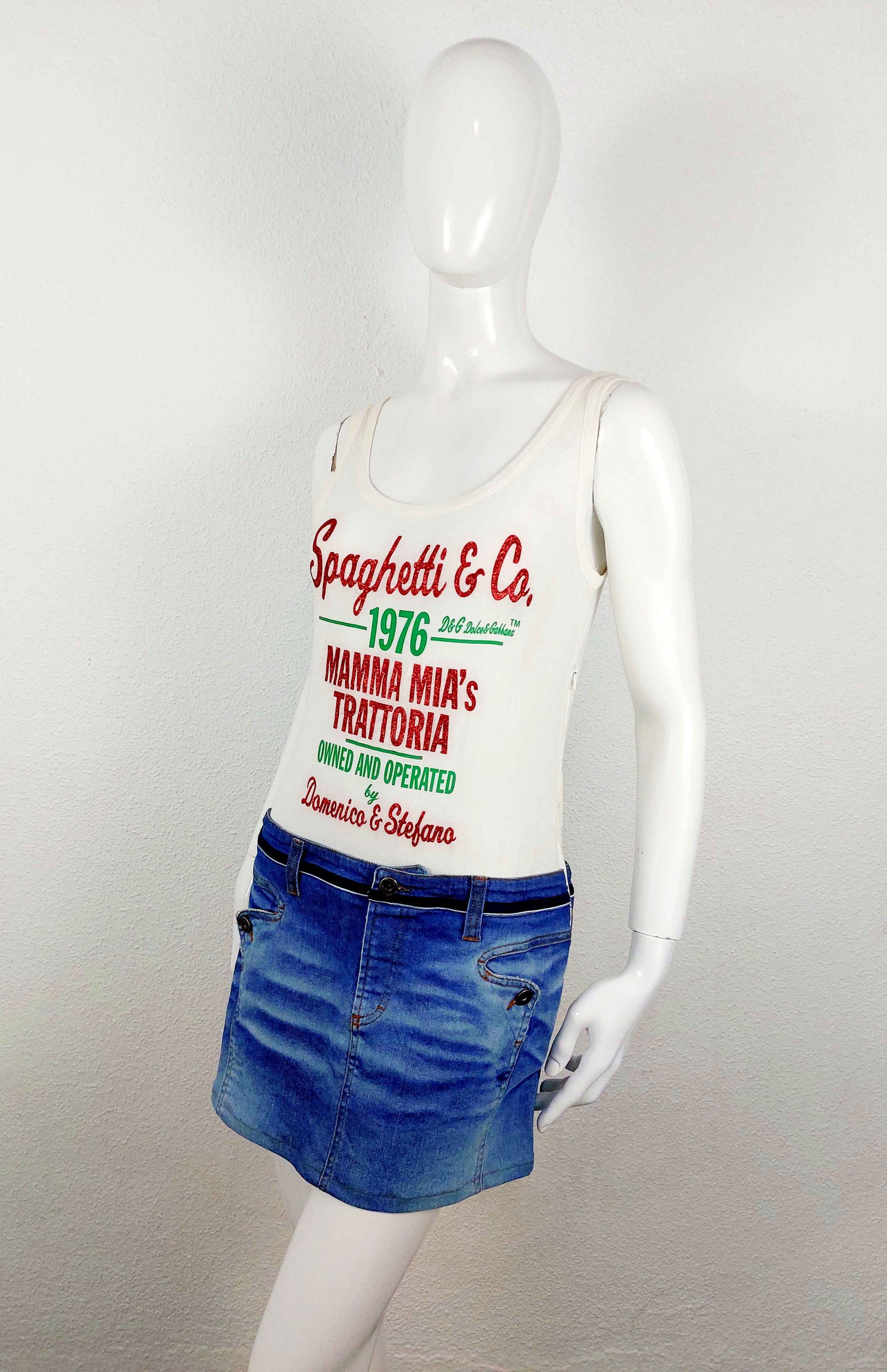 Dolce & Gabbana Dolce and Gabbana D&G Spaghetti Co Trattoria Denim Dress Size M / US 6-8 / IT 42-44 - 6 Thumbnail