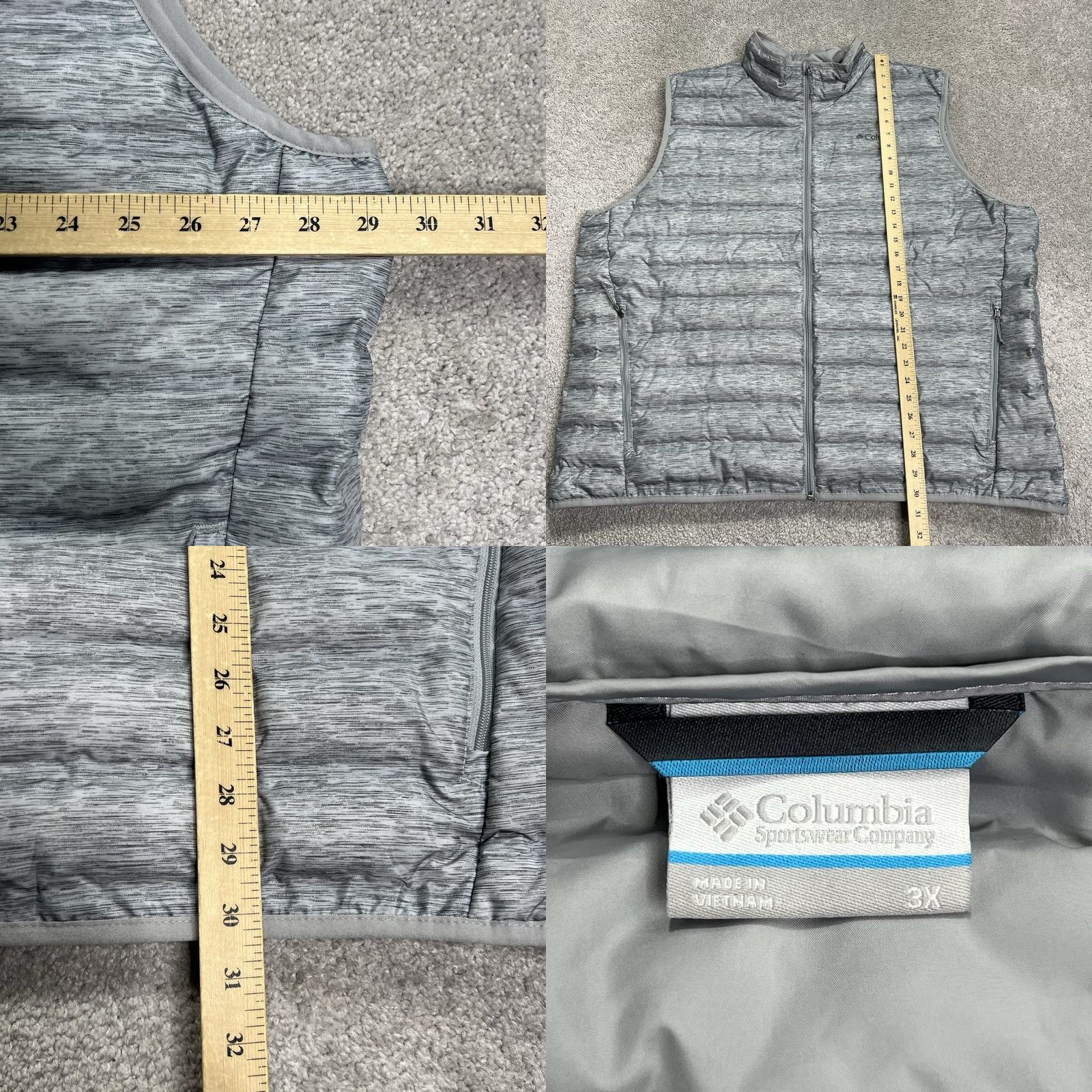 Vintage Columbia Puffer Vest Men’s 3X Duck Down Fill Quilted Gray Full Zip Outdoors Golf Vest Size US XXL / EU 58 / 5 - 8 Thumbnail
