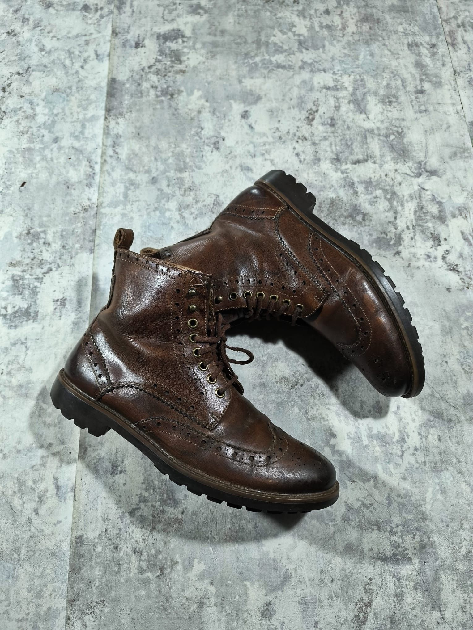 Vintage clarks patina leather boots vintage wingtip brogue western Size US 11.5 / EU 44-45 - 2 Thumbnail