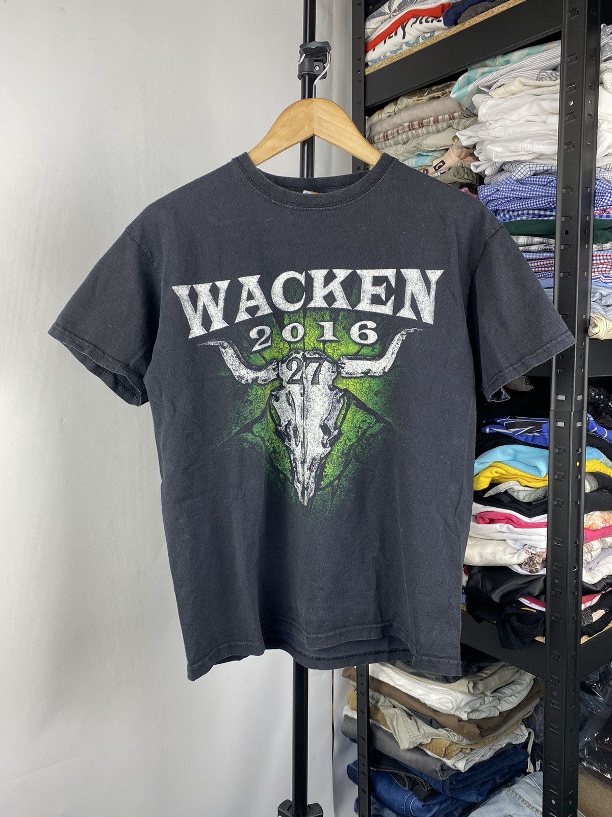 Band Tees × Vintage 00s🔥Vntg Wacken 27 2016 Black mens faded tee Size US M / EU 48-50 / 2 - 1 Thumbnail