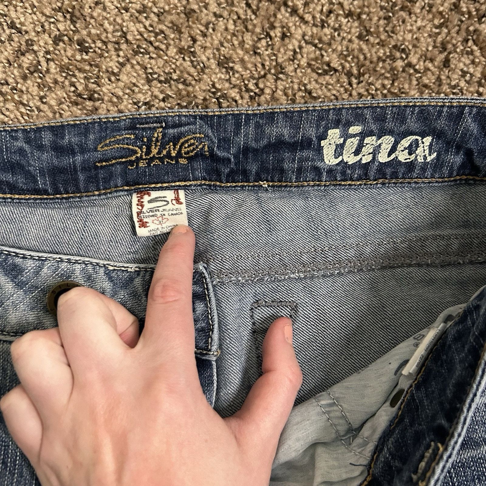Silver Jeans Co. Silver Jeans Tina Western Glove Works Blue Jeans Size 31x33 Size 31" - 6 Thumbnail