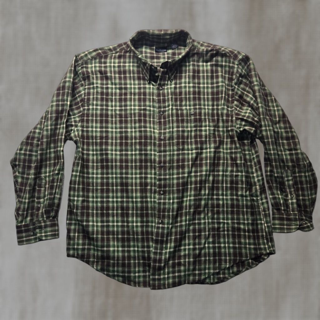 Van Heusen Van Heusen Shirt 2XL Green Plaid Button-Up Adult Men’s Flannel Cotton Shirt Size US XXL / EU 58 / 5 - 1 Thumbnail