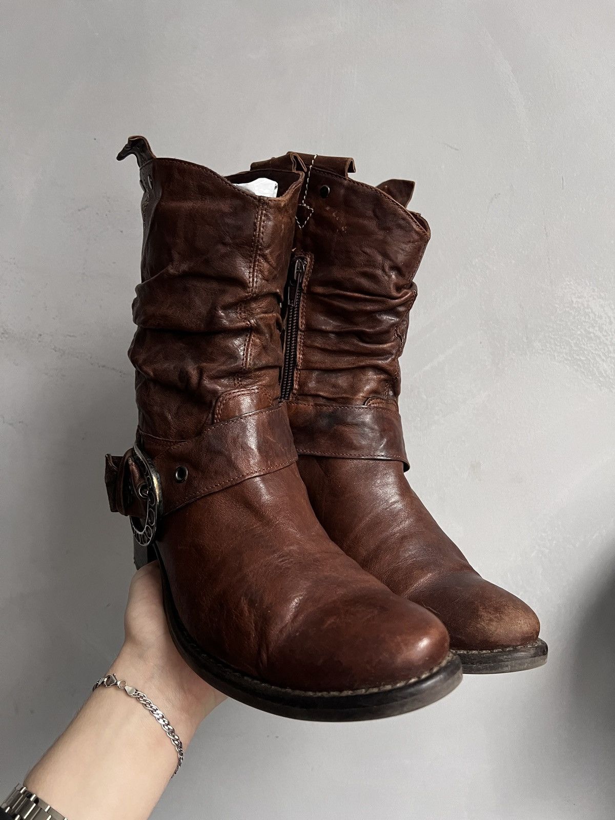 Western Rise Rare Avant garde guidi style leather moto boots 90s Size US 6 / EU 39 - 9 Thumbnail