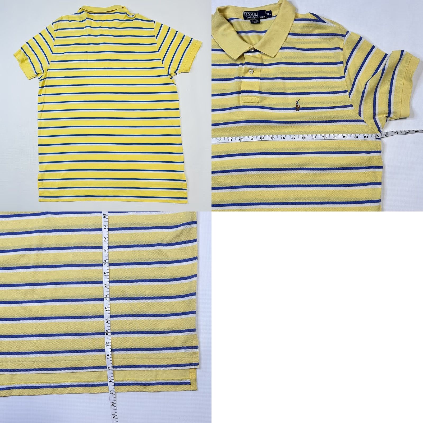 Polo Ralph Lauren VINTAGE Polo Ralph Lauren Polo Shirt Mens 2XL Striped Yellow Blue Flesh Pony Lot Of 2 Size US XXL / EU 58 / 5 - 9 Thumbnail