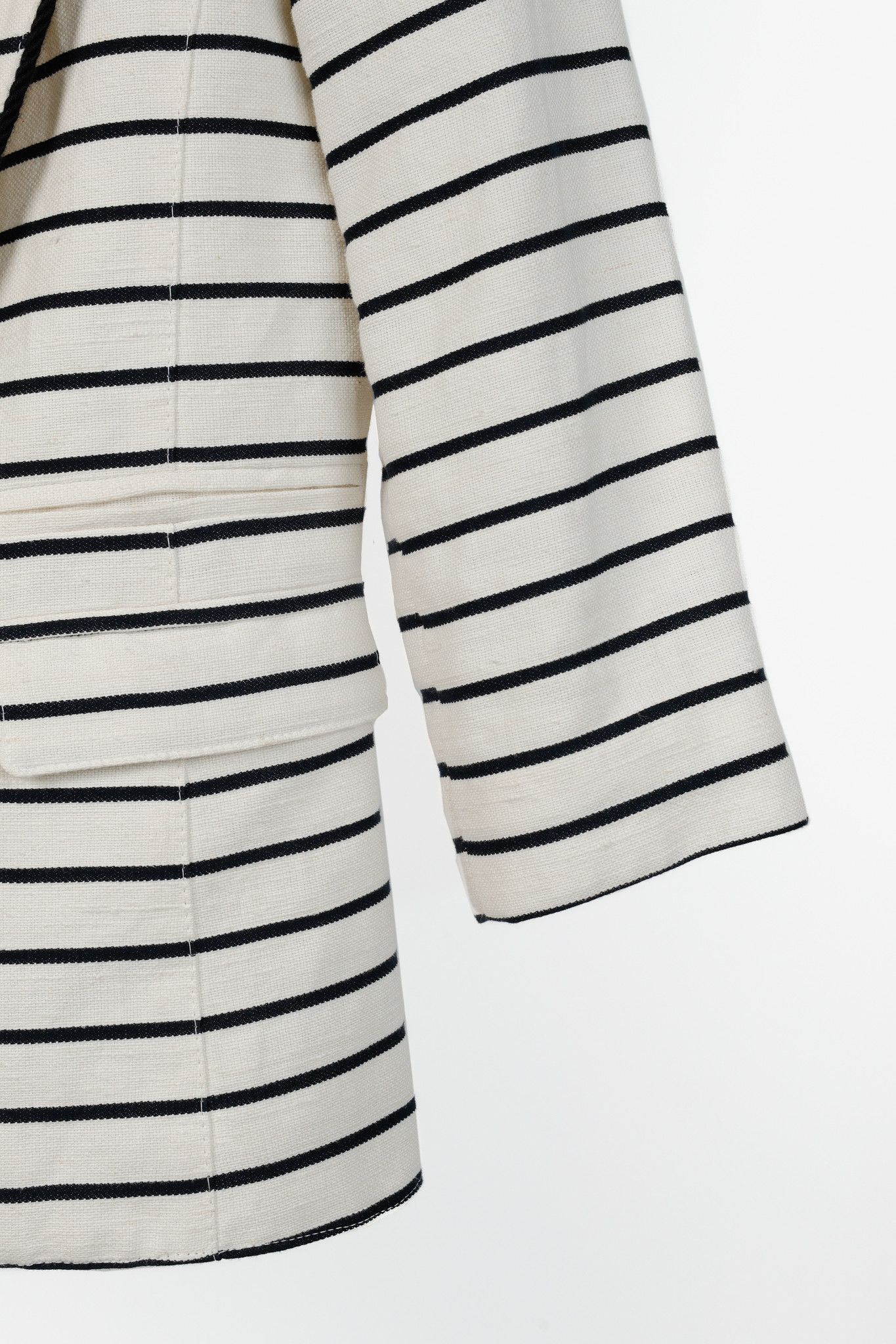 SMYTHE Smythe White & Black Striped Linen-Cotton Blazer Size M / US 6-8 / IT 42-44 - 6 Thumbnail