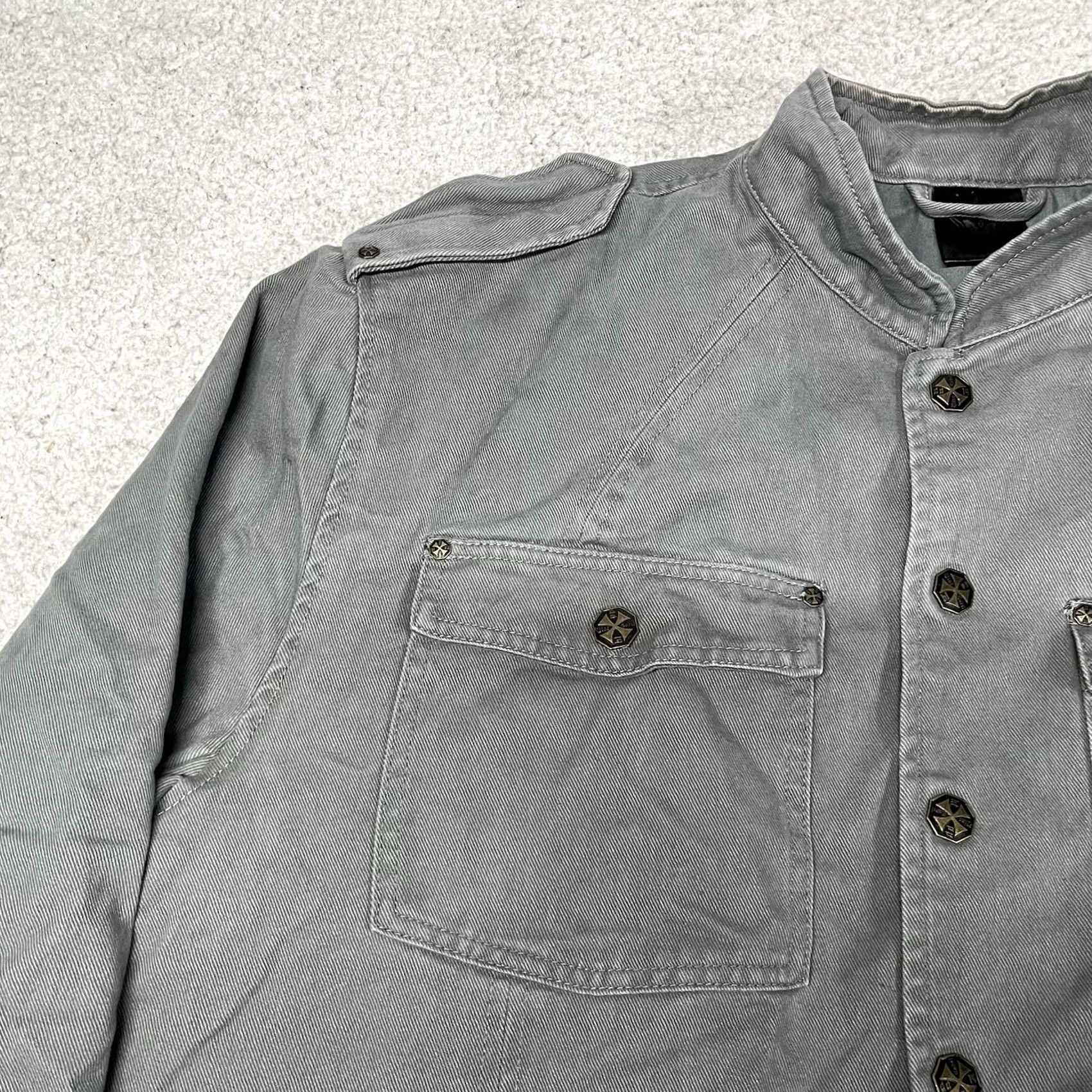 Vintage VINTAGE Blac Label Jacket Mens 3XL Gray Y2K Embroidered Grunge Military Coat Goth Shirt? Size US XXL / EU 58 / 5 - 7 Thumbnail