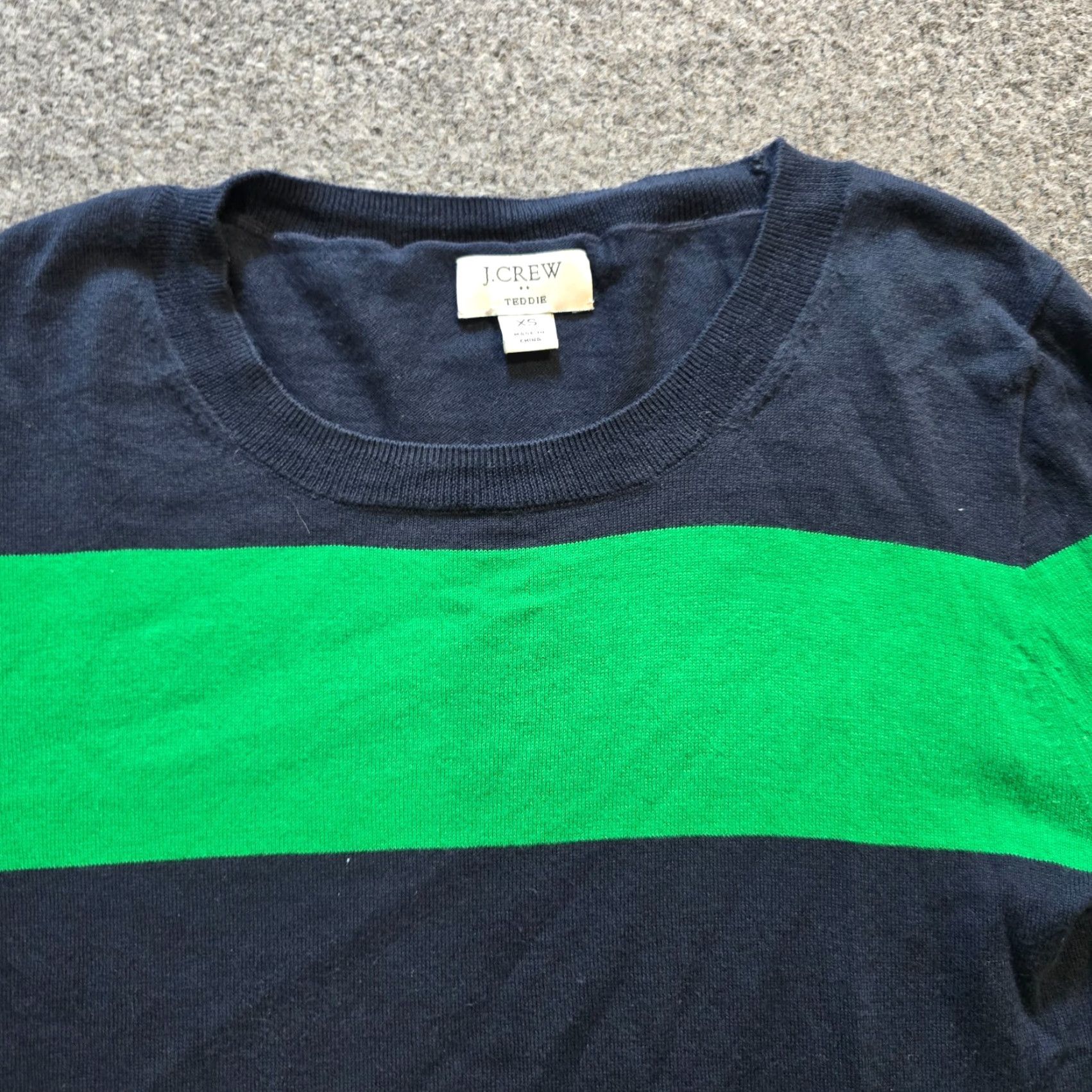 J.Crew J.CREW Sweater Womens XS Blue Green Rugby Stripe Knit Long Sleeve Preppy Crew Neck Pullover Lightweight Casual Regular Knit Fall Winter Spring Size XS / US 0-2 / IT 36-38 - 2 Thumbnail