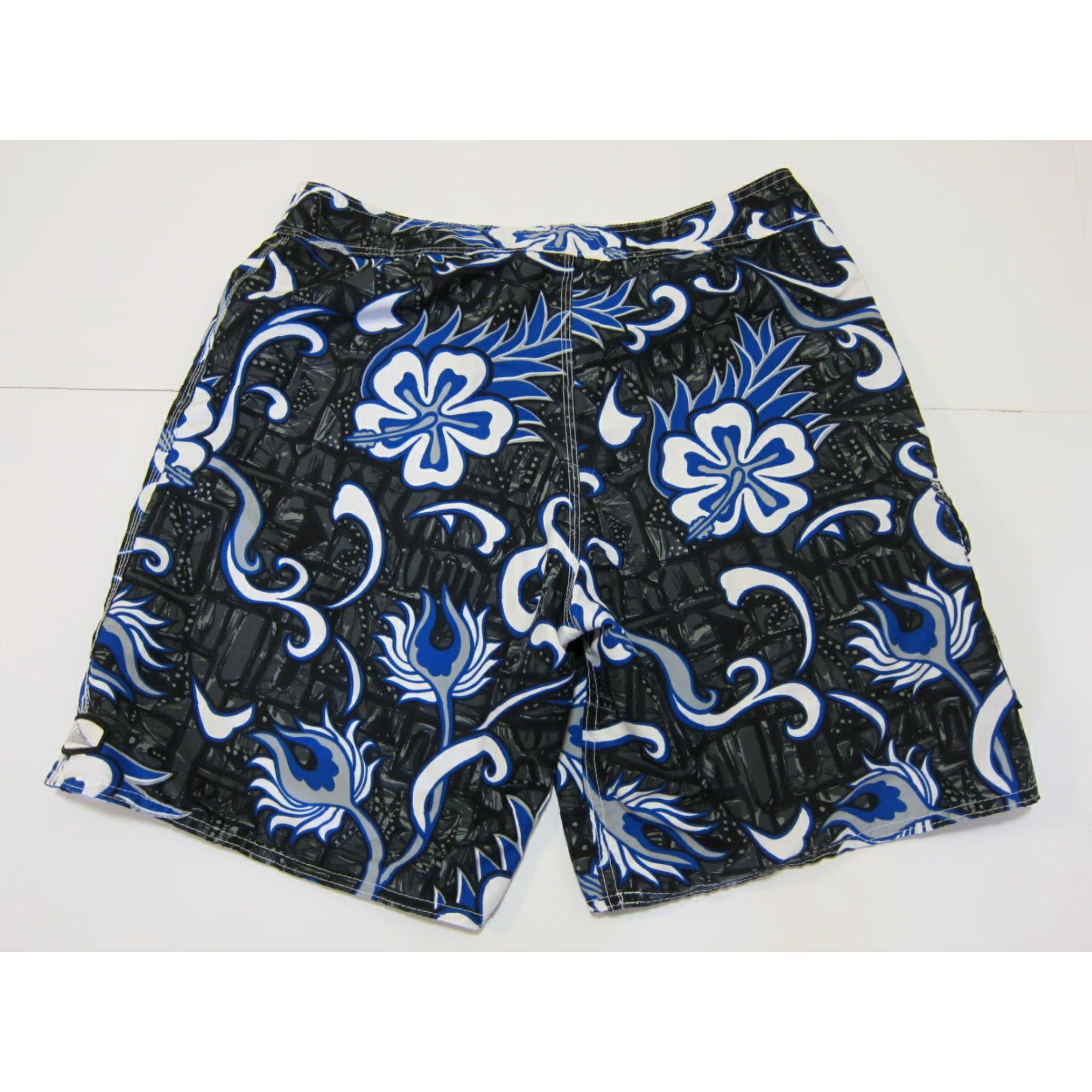 Quiksilver Quiksilver Board Shorts Men Size L Blue Black White Floral Hawaiian Surf Swim Bottom Size US 33 - 7 Thumbnail