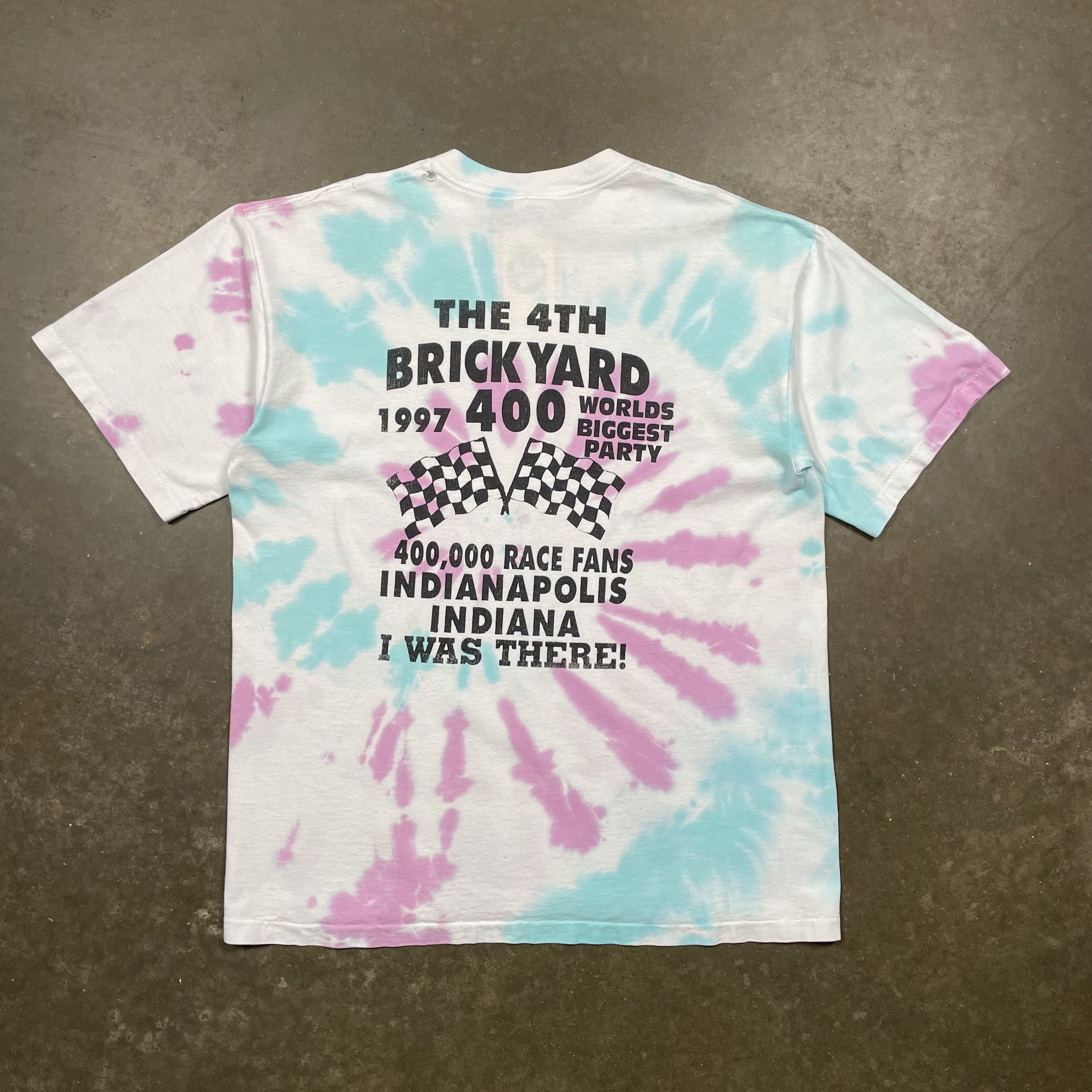 NASCAR × Vintage Vintage 90s Tie Dye Nascar Tshirt Brickyard 400 Drinking Size US XL / EU 56 / 4 - 4 Thumbnail